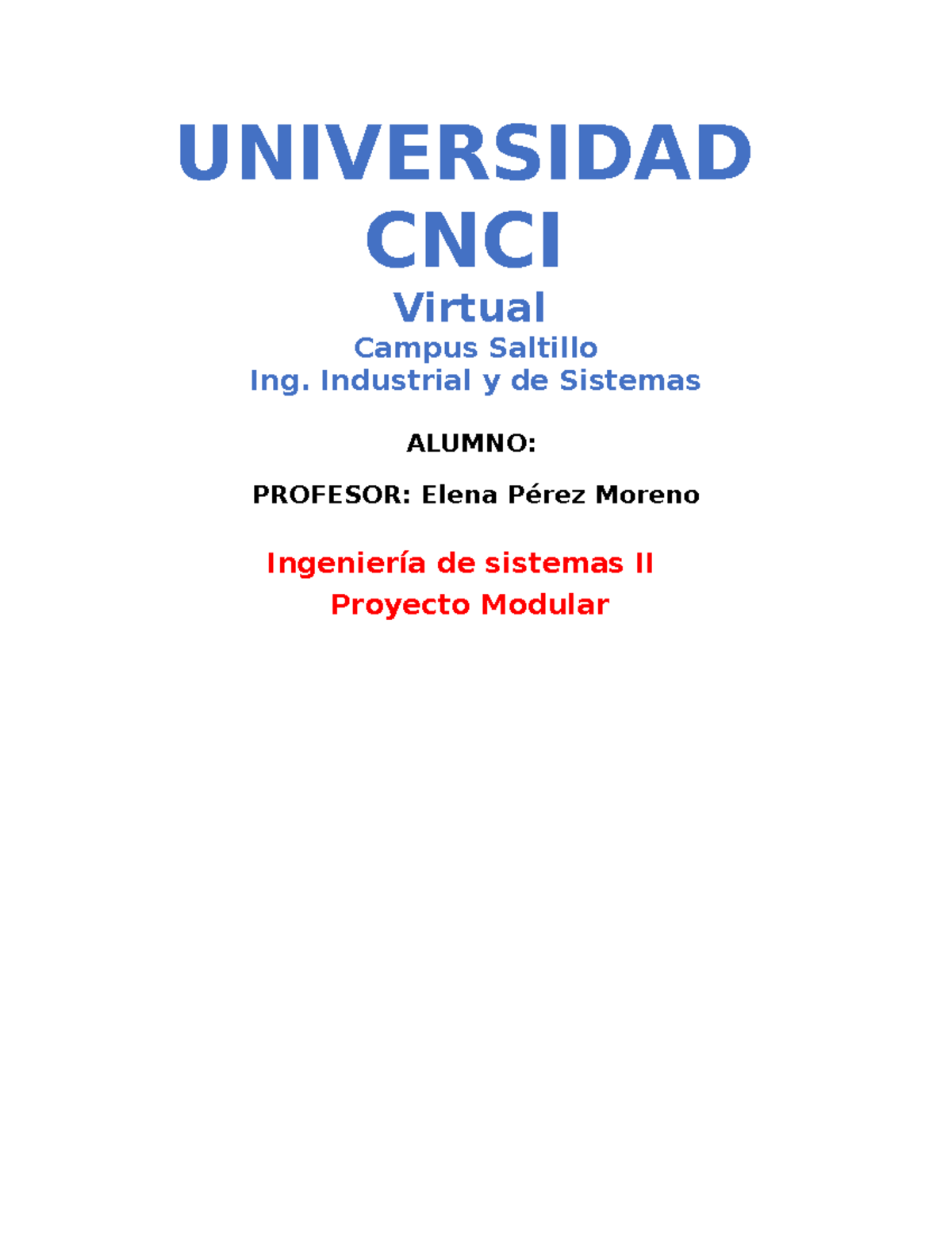 Proyecto Modular Herramientas De Calidad En Ing De Sistemas Ii Studocu
