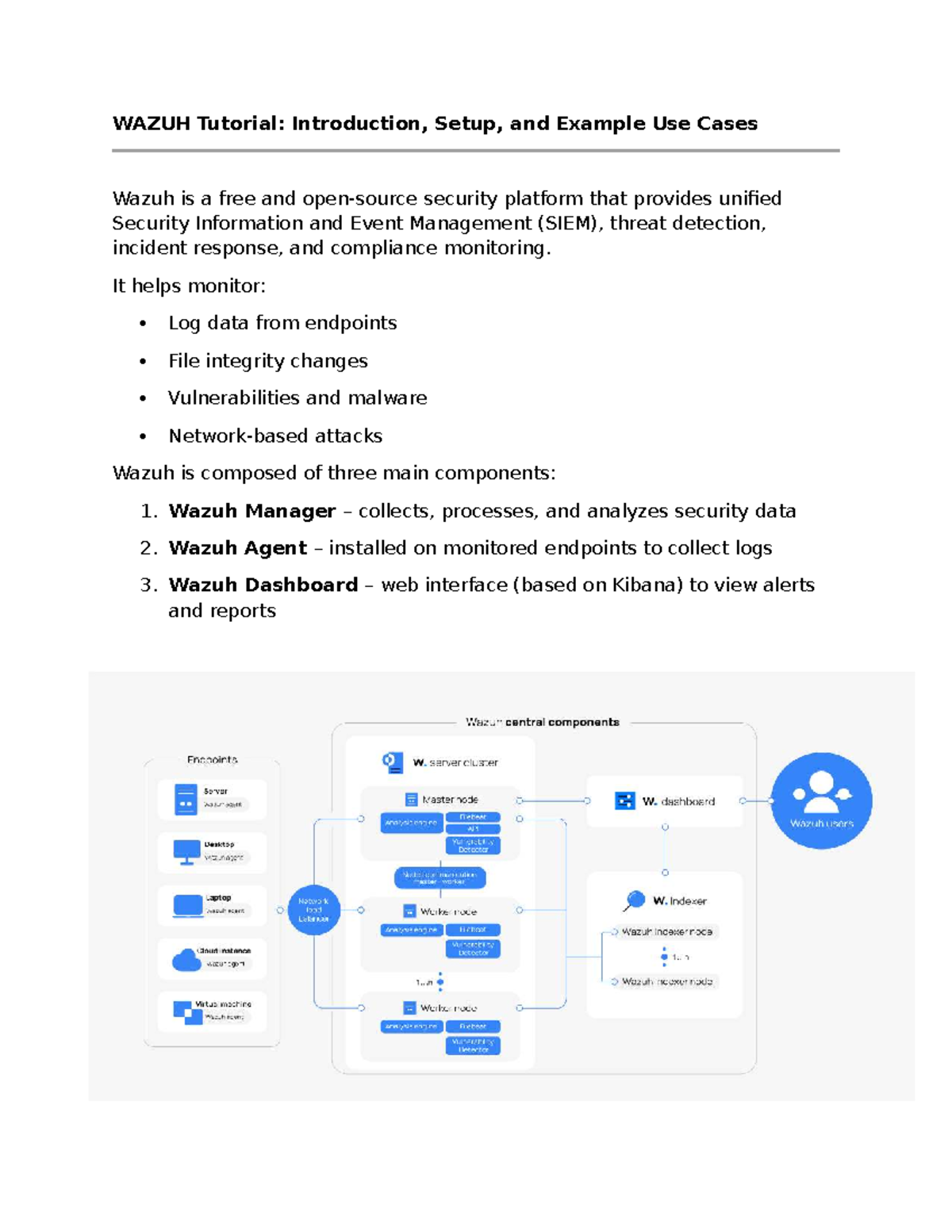 WAZUH Tutorial: Setup, Use Cases, and Security Monitoring Guide - Studocu
