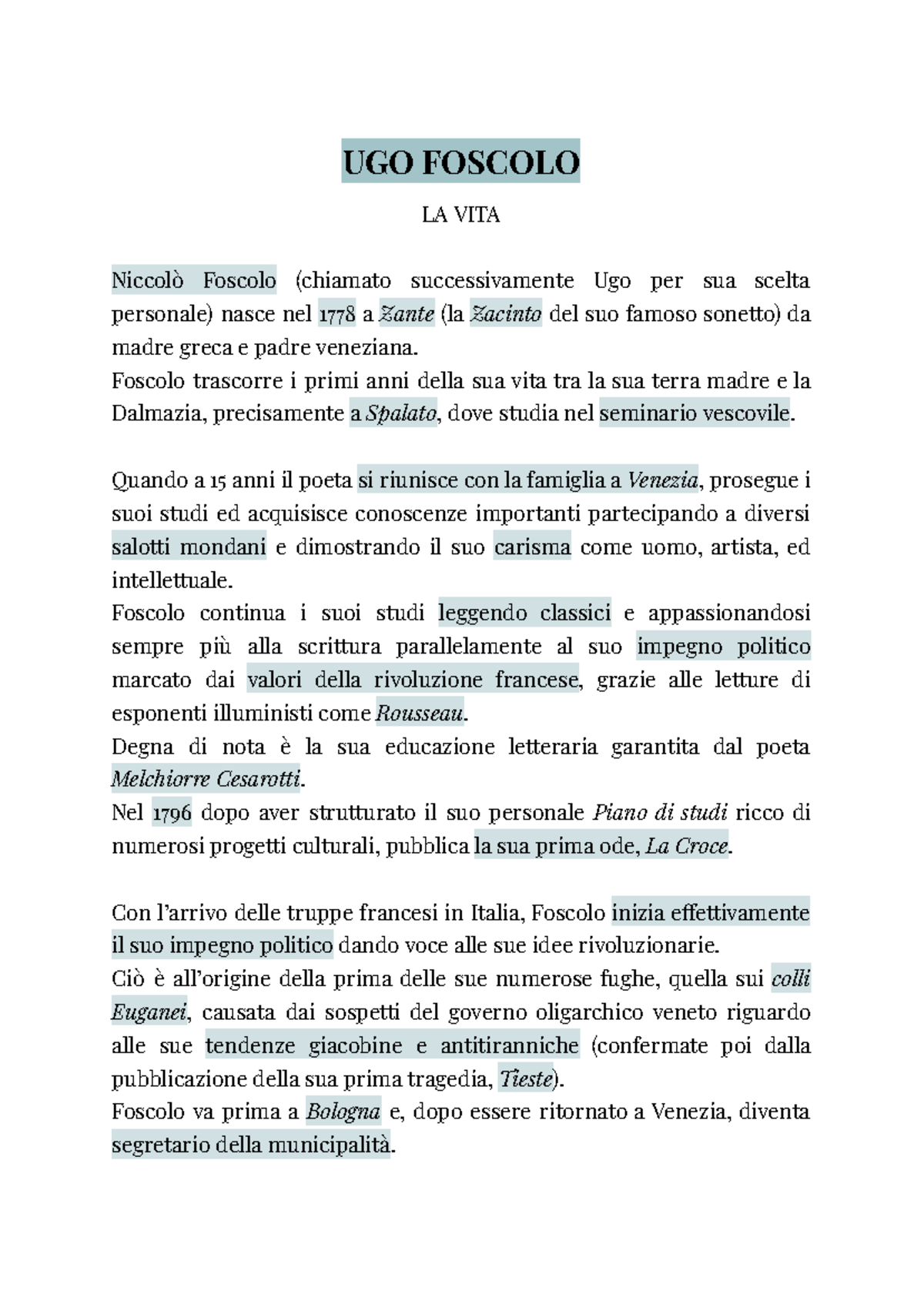 quando è nato ugo foscolo