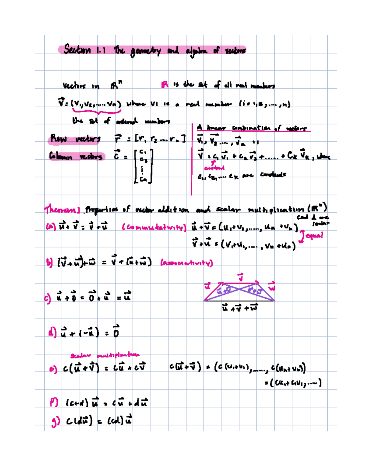 Lecture 2: Vectors in IR - Geometry and Algebra (Sections 1.1 & 1.2 ...
