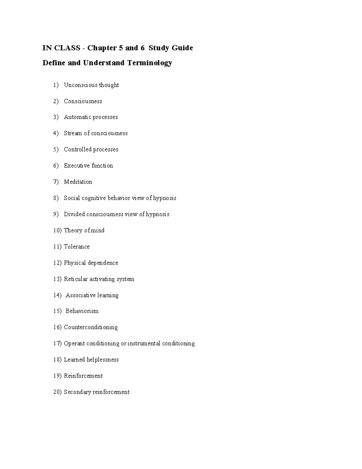 IN CLASS - Comprehensive Study Guide for Chapters 5 & 6 - Studocu