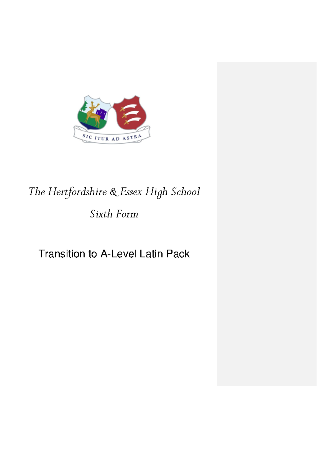 Latin a level transition pack - The Hertfordshire & Essex High School ...