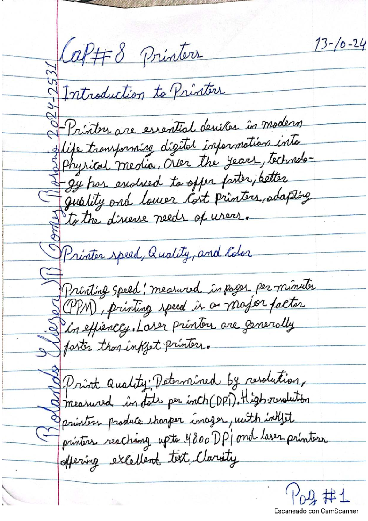 2024-2531 Lecture Notes: Introduction to Printers and Troubleshooting ...