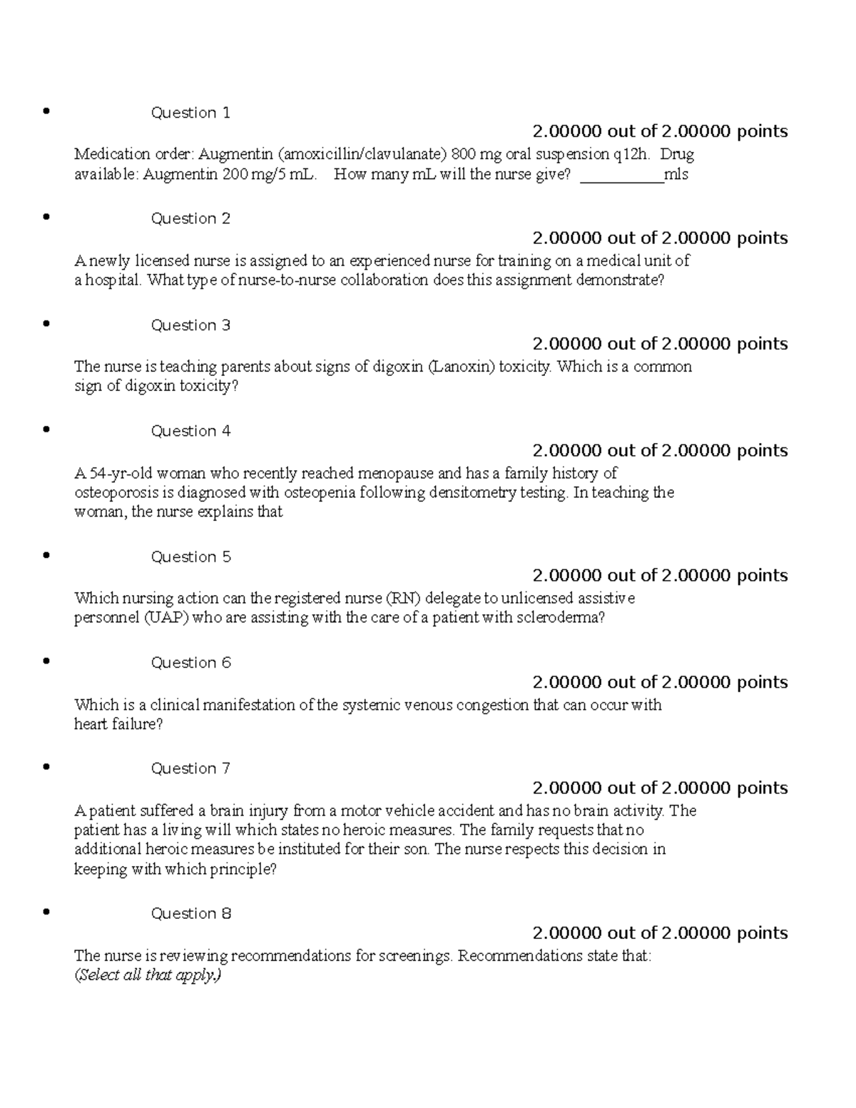 Final Exam 2214C - Nursing Practice & Patient Care Scenarios - Studocu