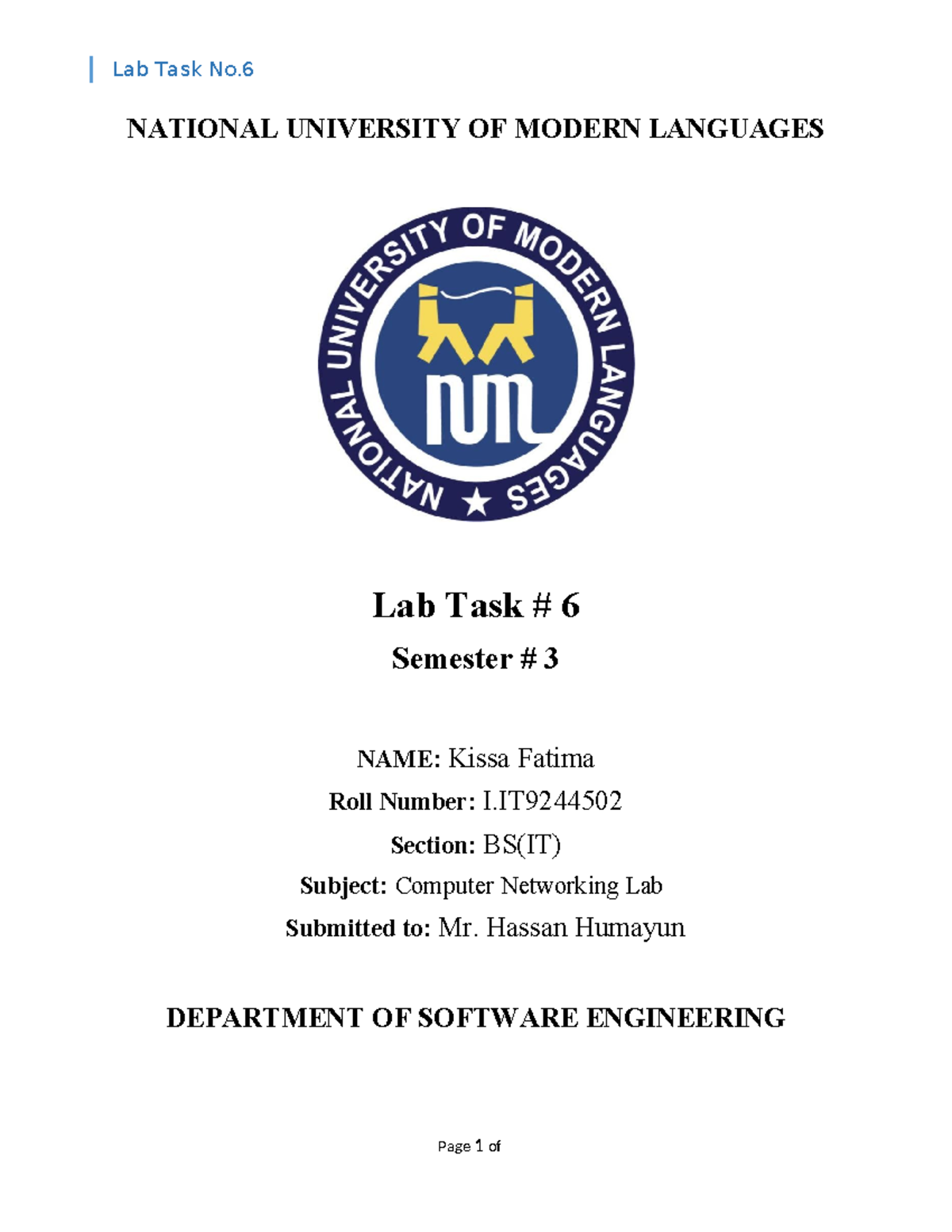 Lab Task 6: Configuring VLANs in Computer Networking (IT3) - Studocu
