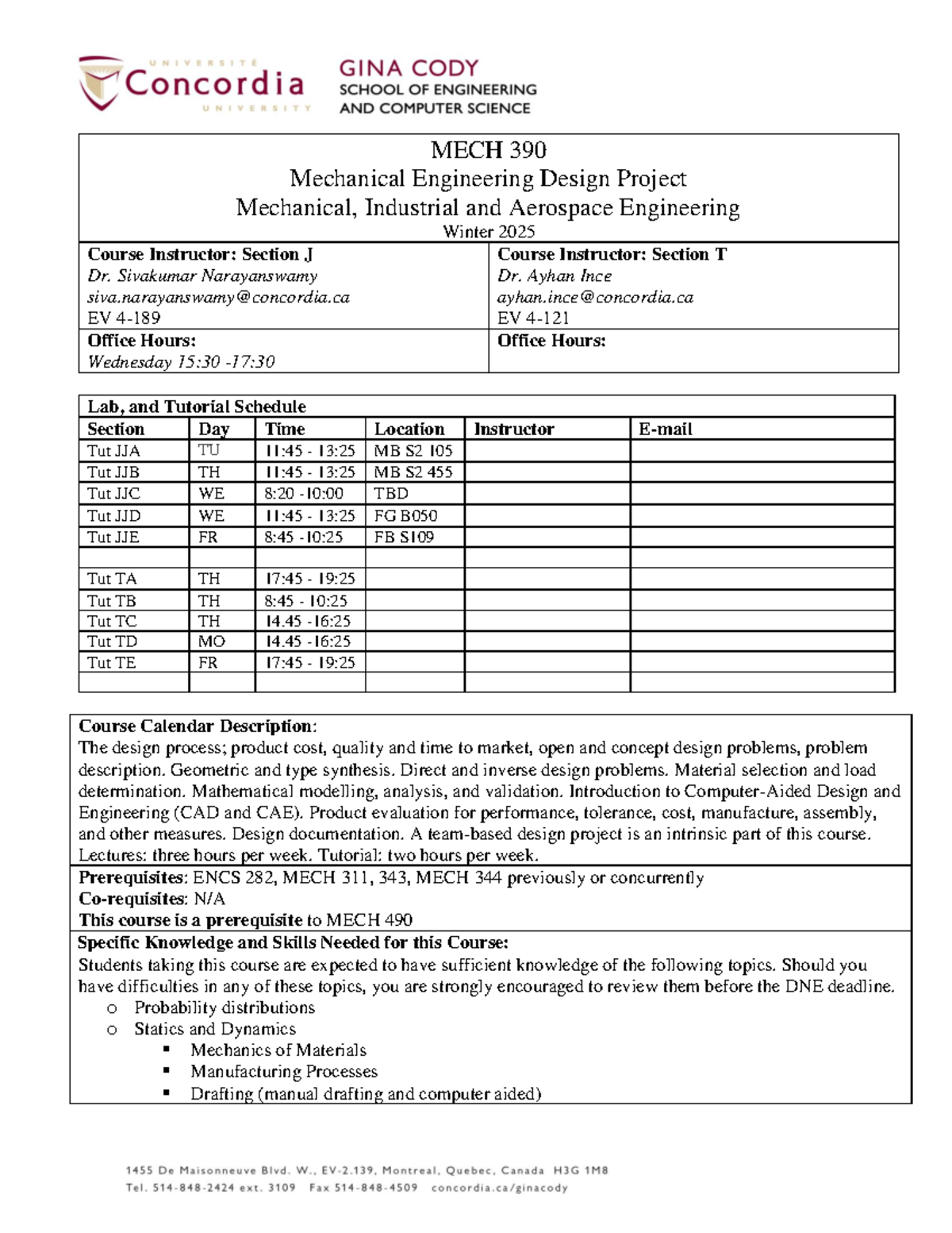 MECH 390 Winter 2026 Mechanical Engineering Design Project Outline ...