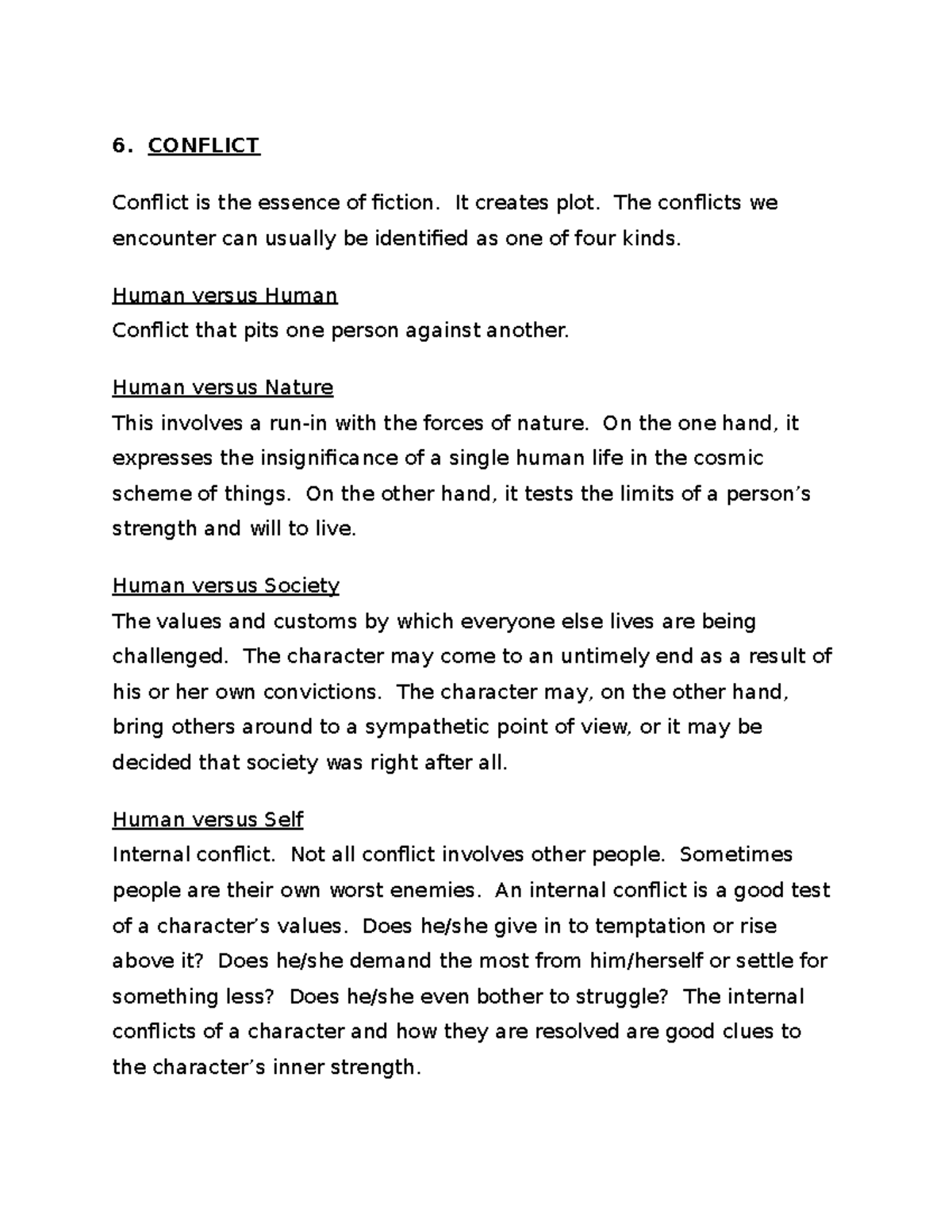 Elements of Fiction: Conflict - 6. CONFLICT Conflict is the essence of ...