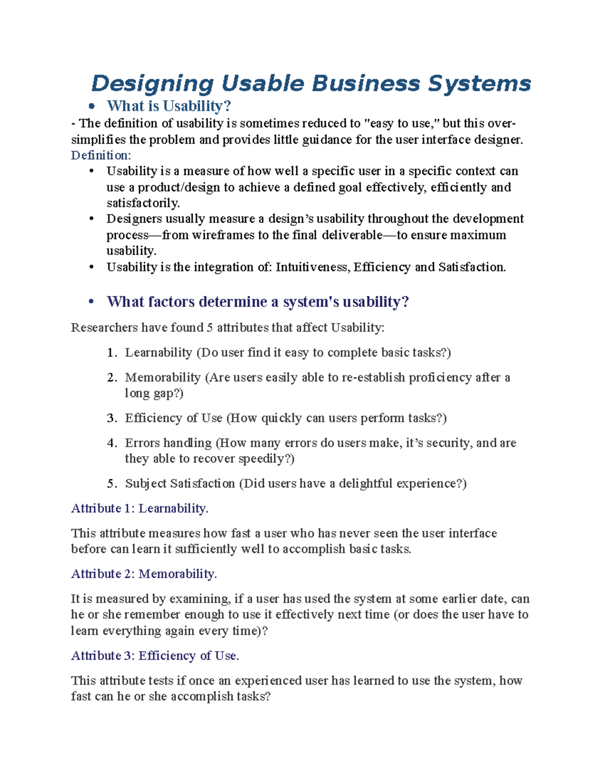 BIS ASM2 Usability Principles and Design Thinking Overview - Studocu