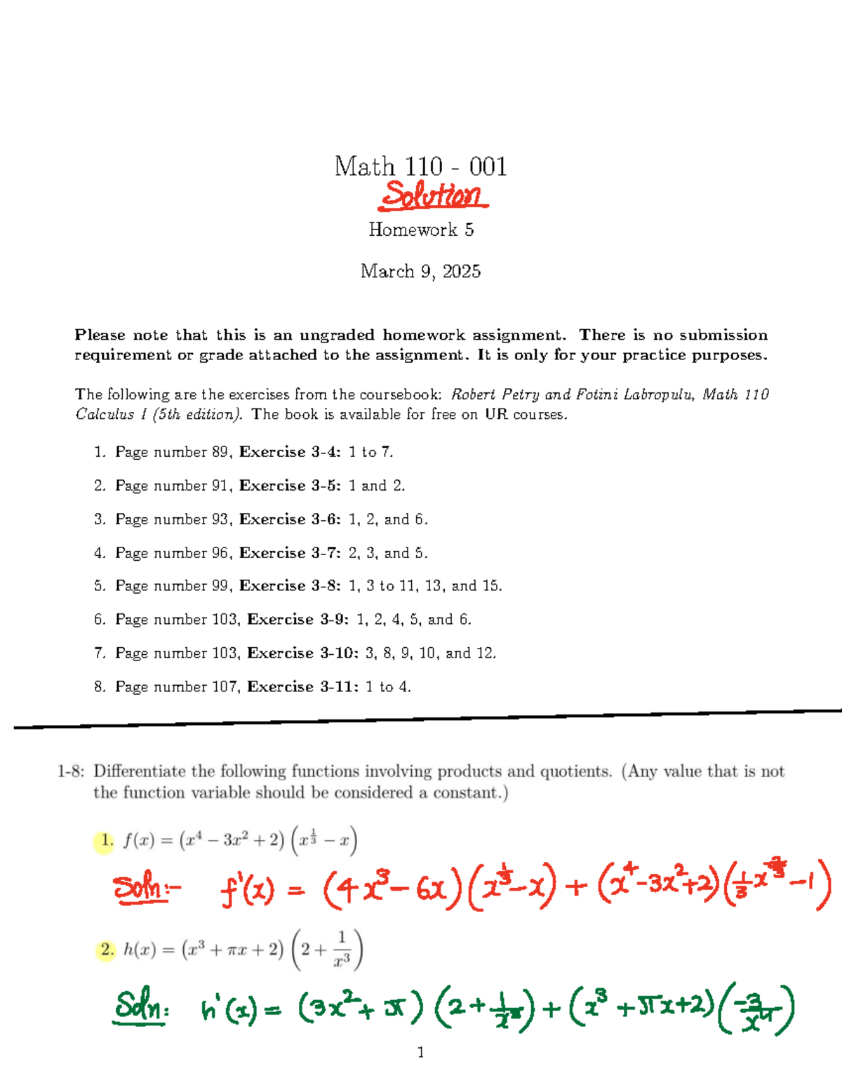 Math 110 001 Homework 5 Exercises for Practice - Studocu