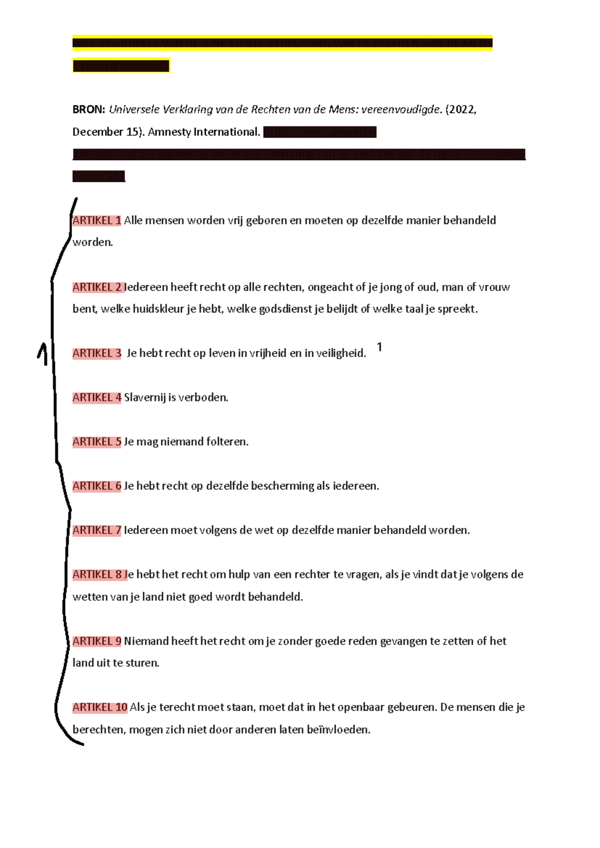 30 Artikels VAN DE UVRM - Vereenvoudigde Versie - Studocu