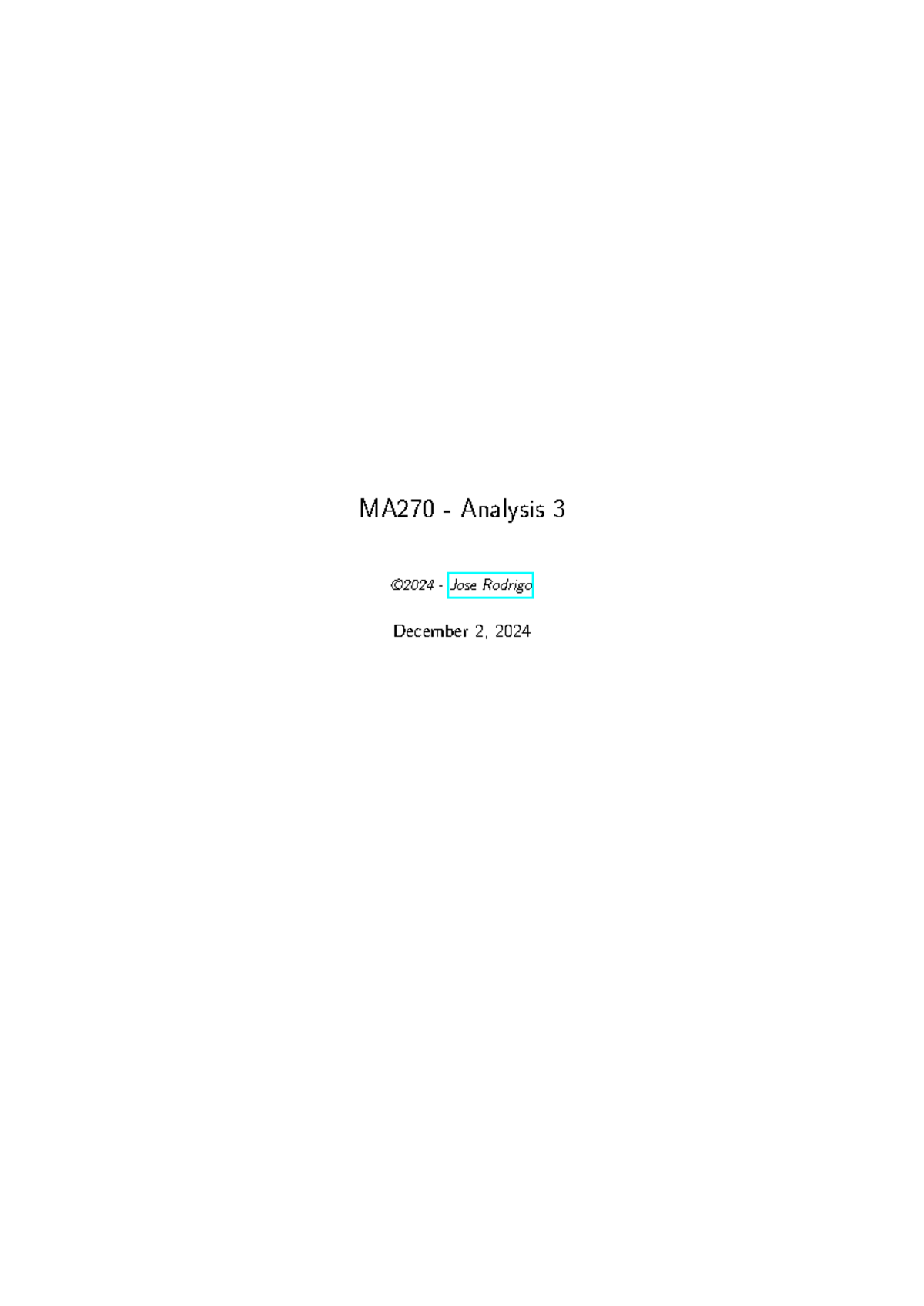 Notes for MA270 Analysis 3 - Comprehensive Study Guide - Studocu