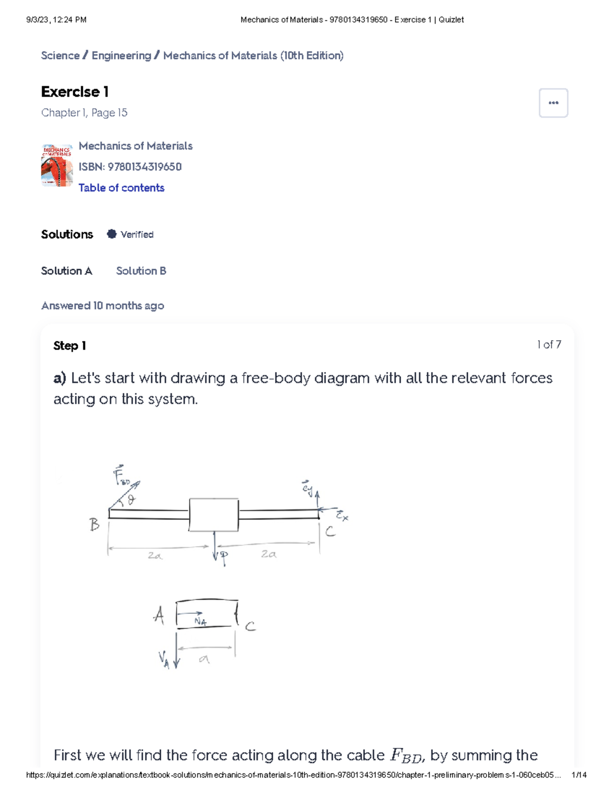 Mechanics of Materials - 9780134319650 - Exercise 1 Solutions Guide ...