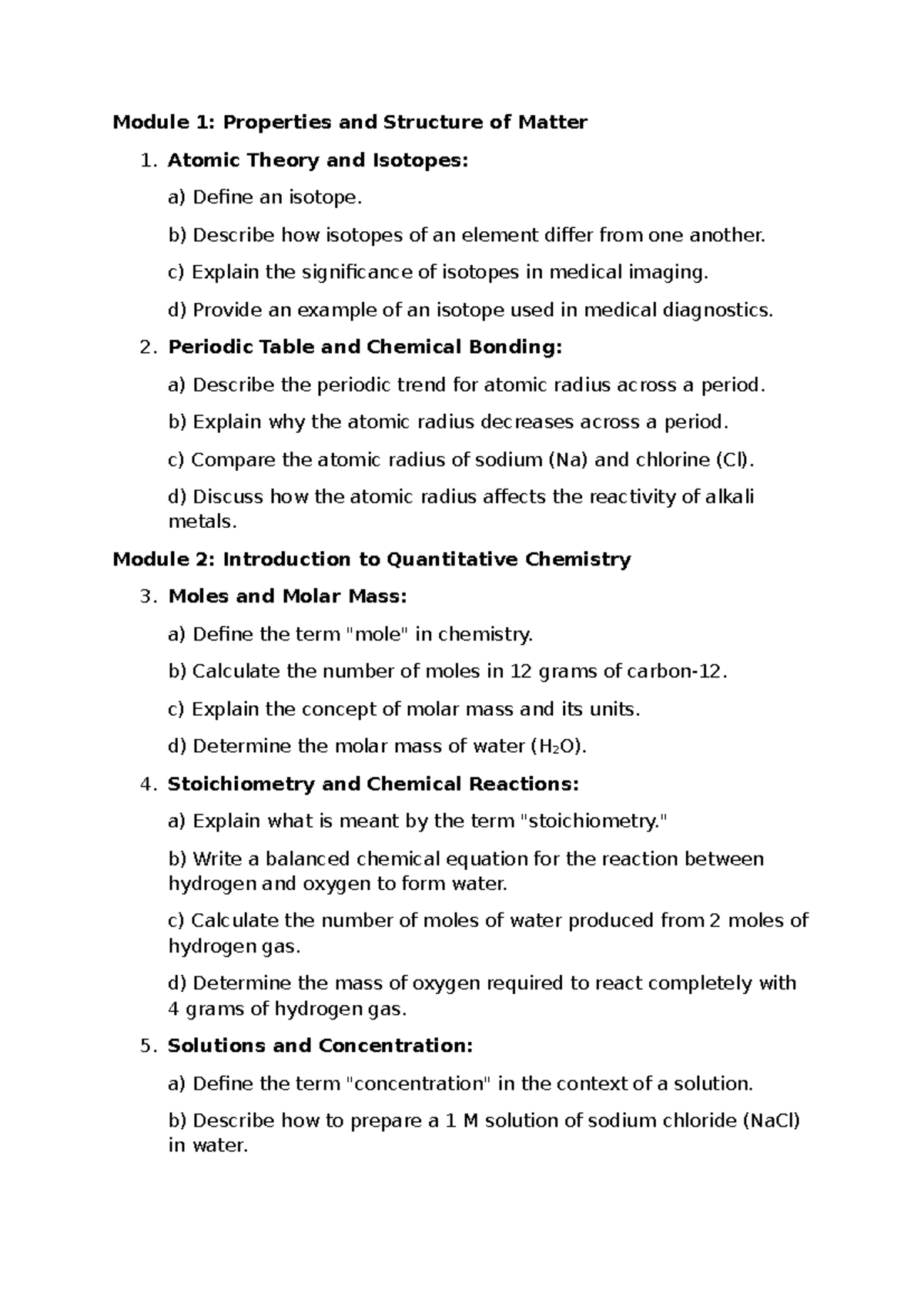 Module 1+2 revision - Module 1: Properties and Structure of Matter 1 ...