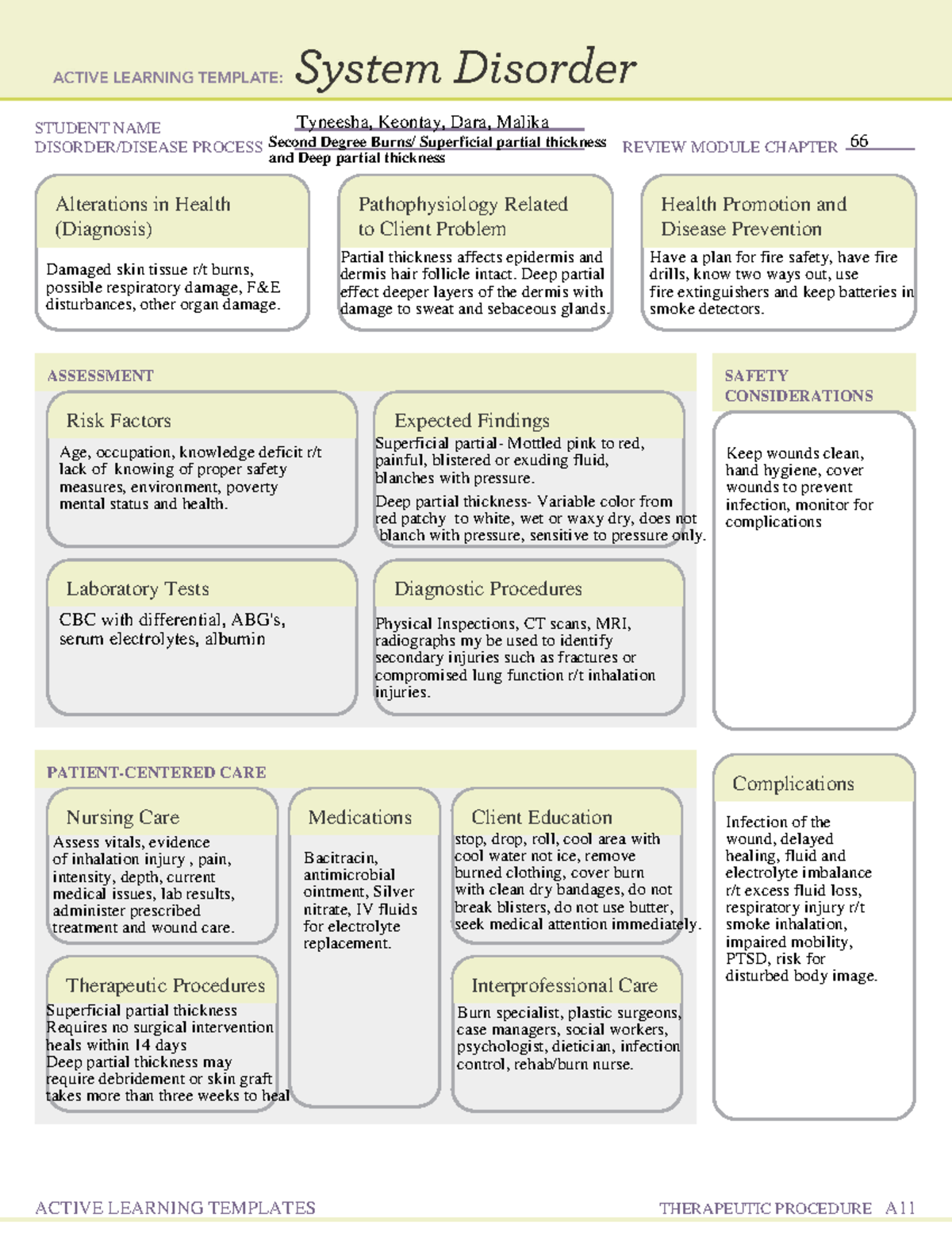 System Disorder Overview ATI Template for Burns and Care Studocu