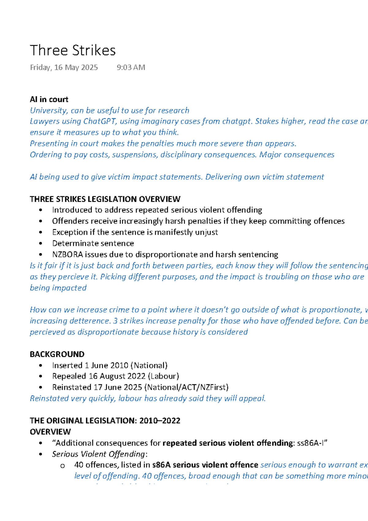 Specific Rules of the Three Strikes Legislation: CRJU301 Overview - Studocu