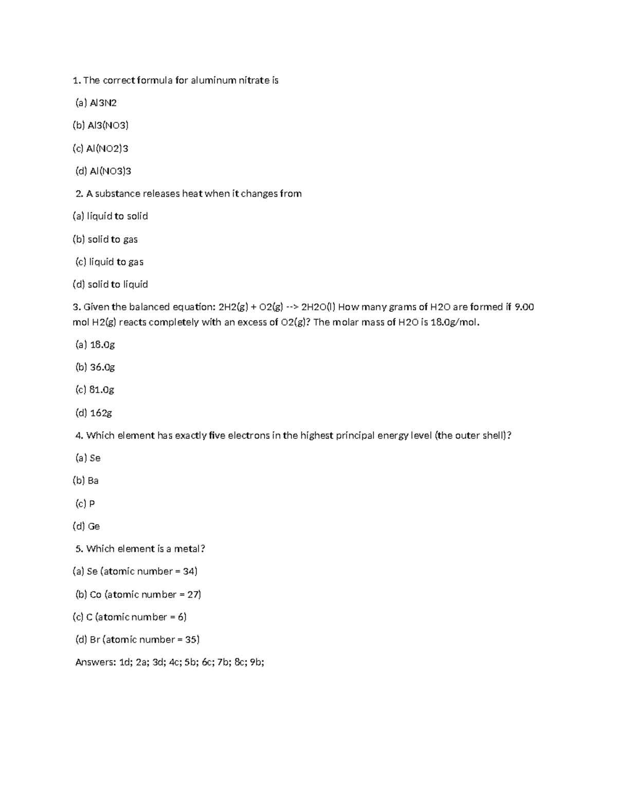 Tutorial CHM: Key Concepts and Practice Questions for Chemistry - Studocu