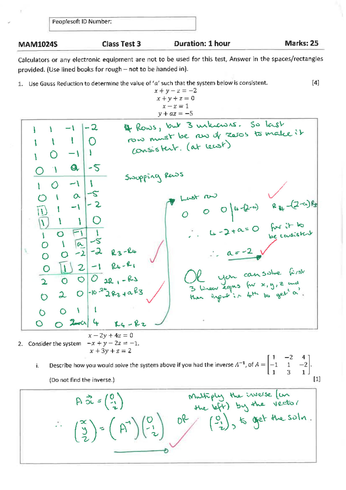 MAM1024S 2023 Class Test 3 Solutions and Explanations - Studocu