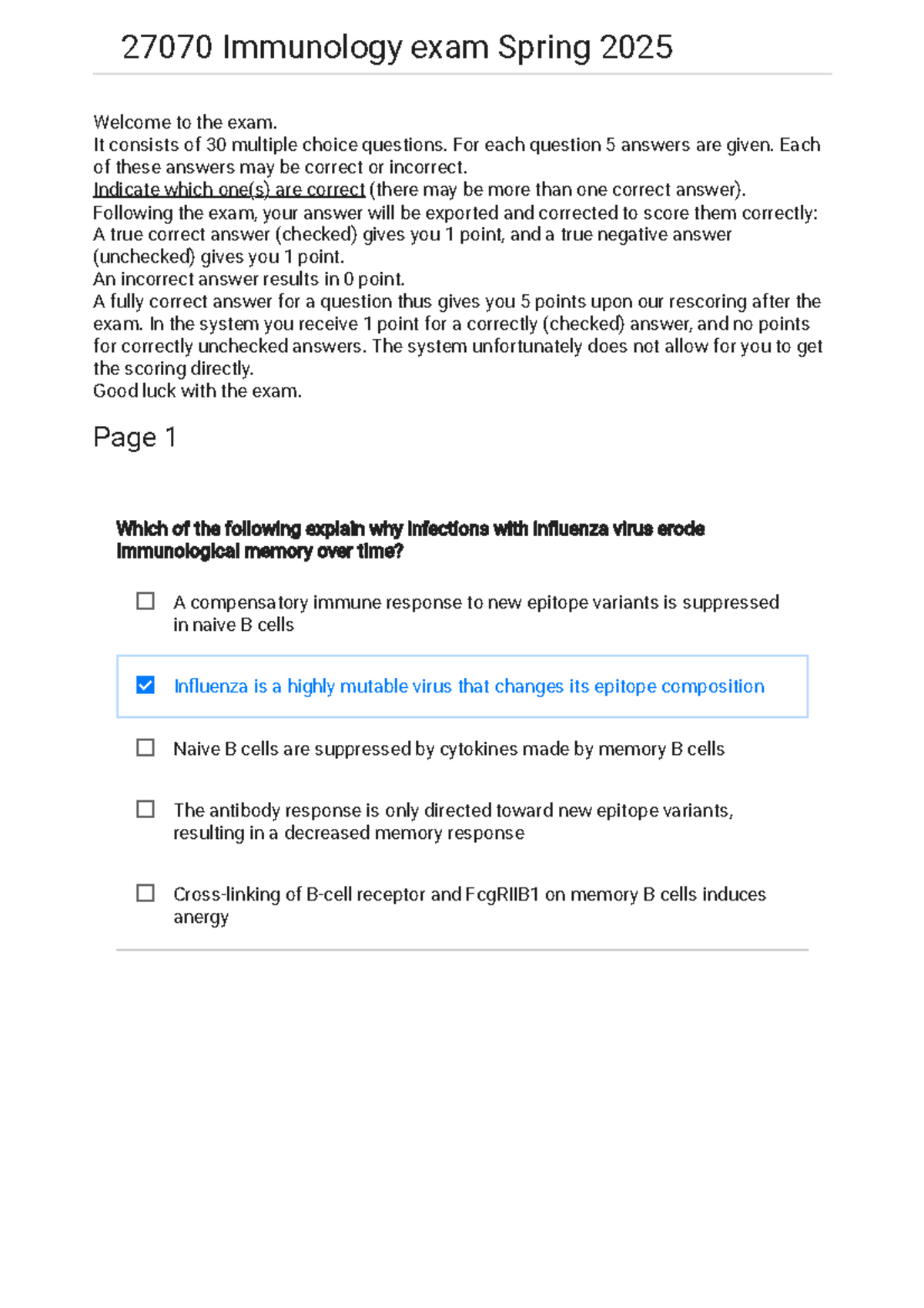 27070 Immunology Exam Spring 2025: Key Concepts and Questions - Studocu