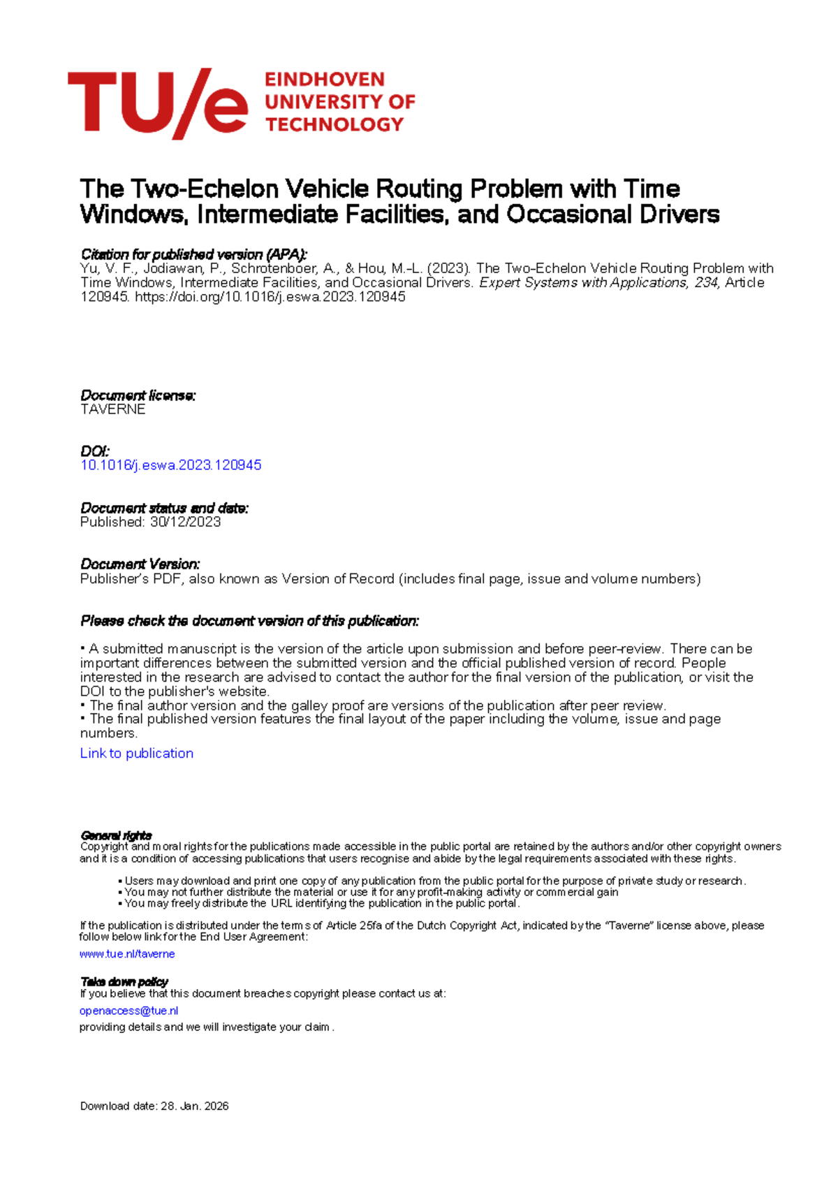 The Two-Echelon Vehicle Routing Problem with Time Windows and ...