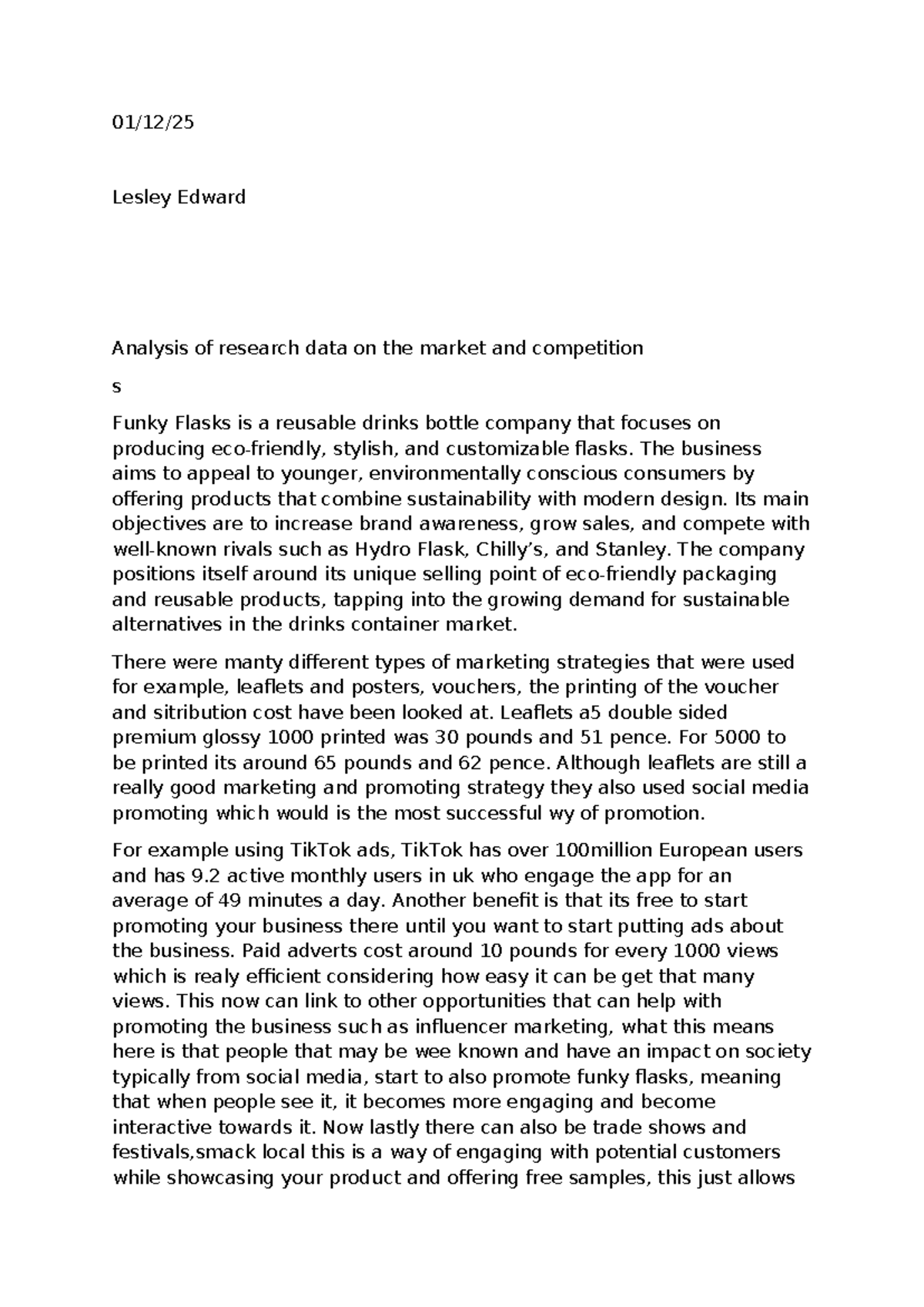 Funky Flasks Marketing Strategy Analysis - Case Study - Studocu