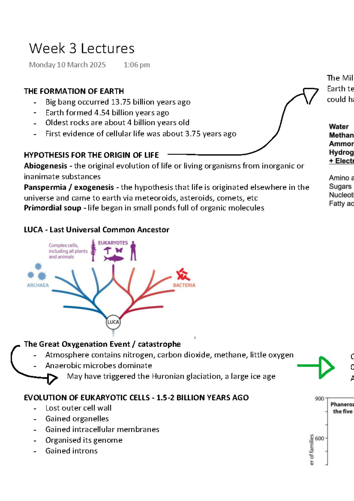 BIOL1006 - Week 3 Lecture Notes: Formation of Earth & Origin of Life ...