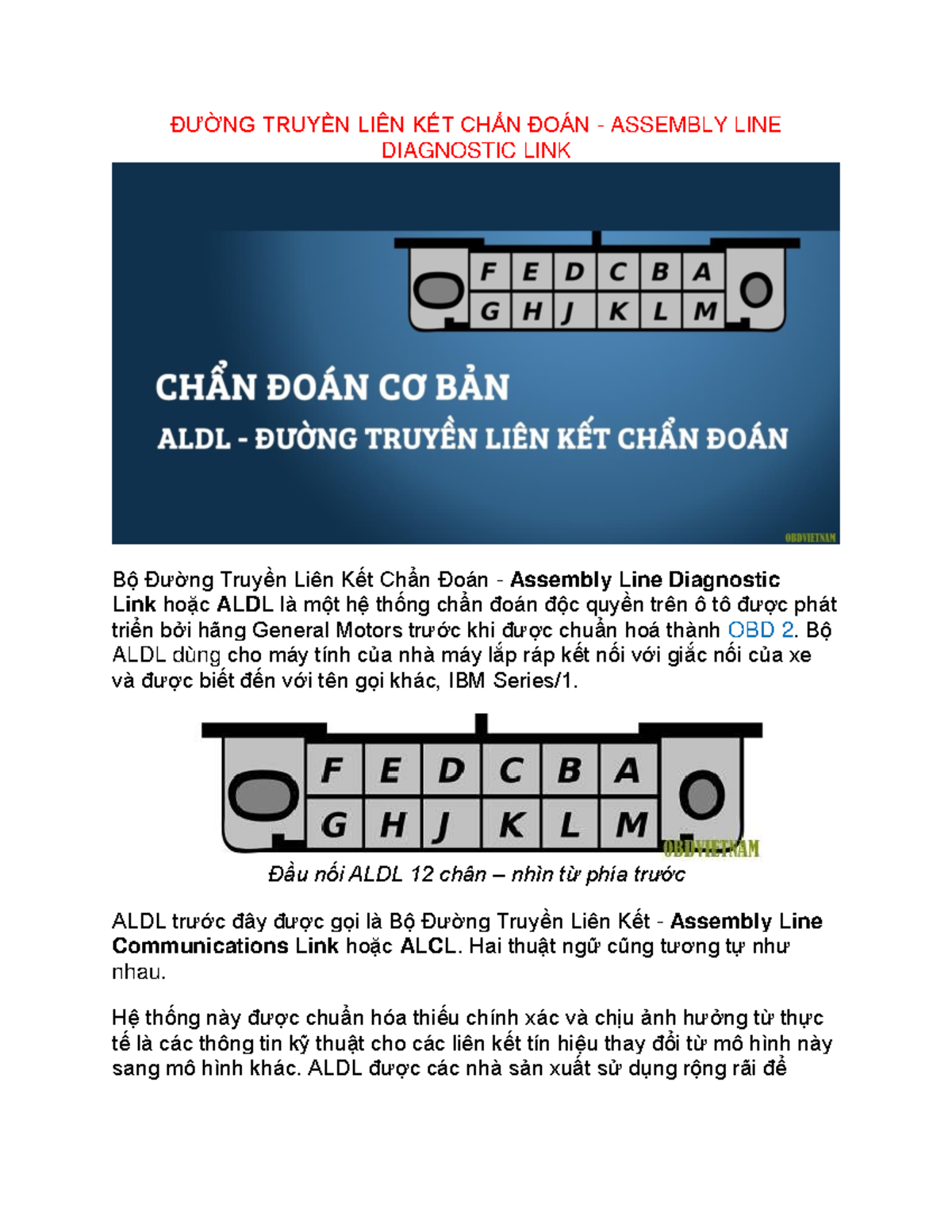 ĐƯỜNG TRUYỀN LIÊN KẾT CHẨN ĐOÁN ALDL - Assembly Line Diagnostic Link ...