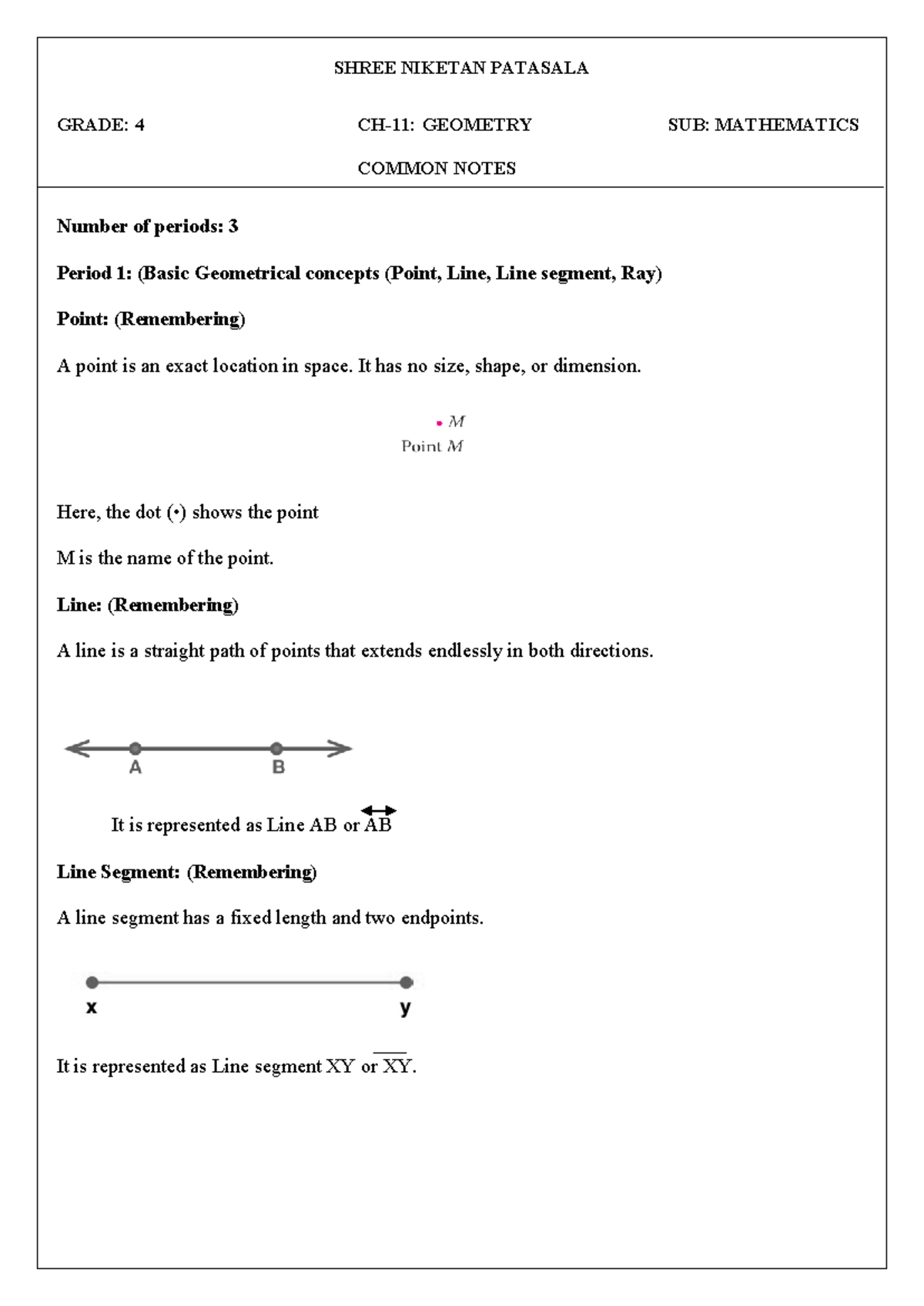 G4 MATH Geometry Common Notes & Worksheet Assessment - Studocu