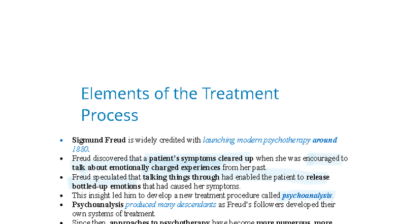 Chapter 15 - Notes on Psychotherapy and Treatment Processes - Studocu