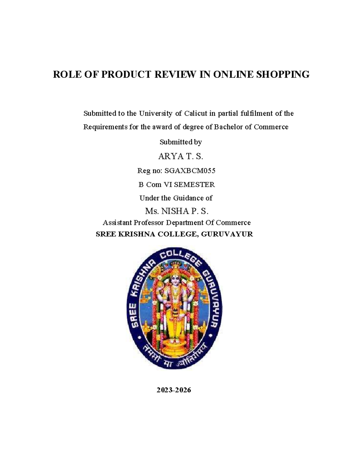 The Impact of Product Reviews on Online Shopping Behavior - B.Com VI ...