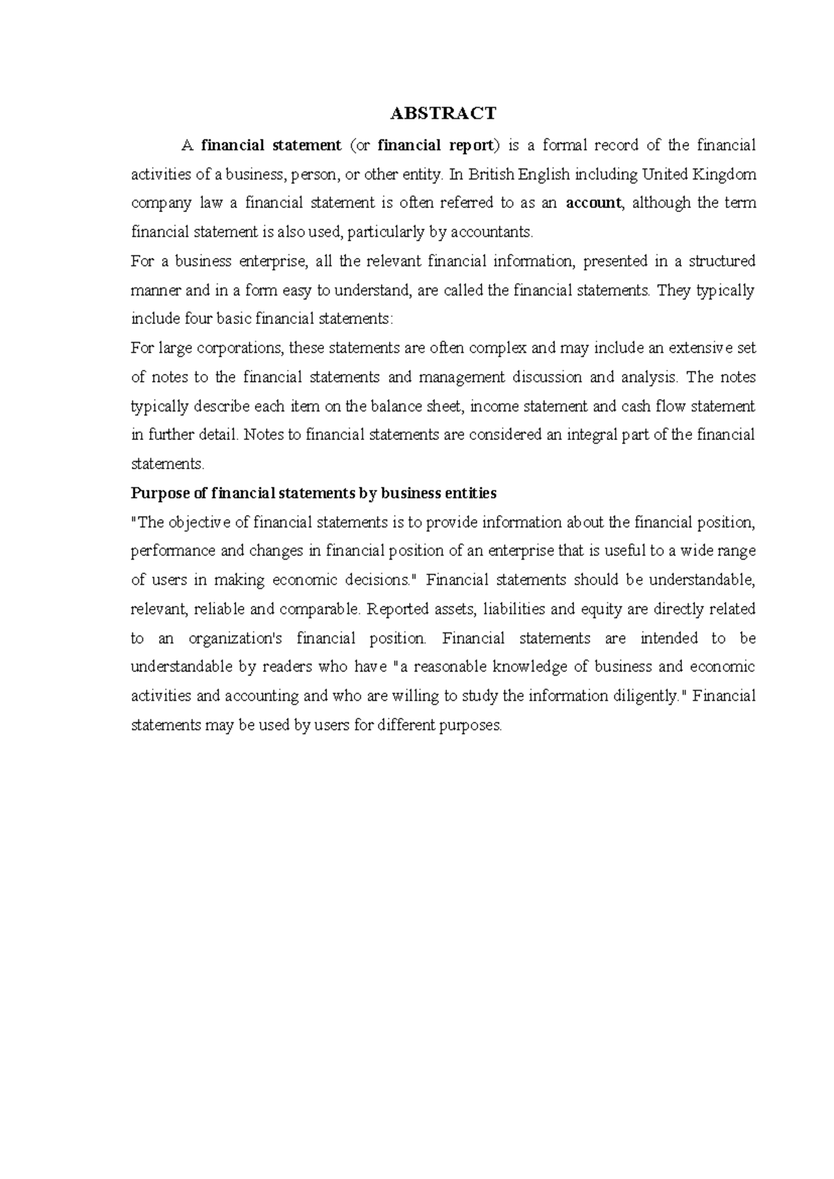 Financial Statements Overview: Key Concepts and Purpose - Studocu