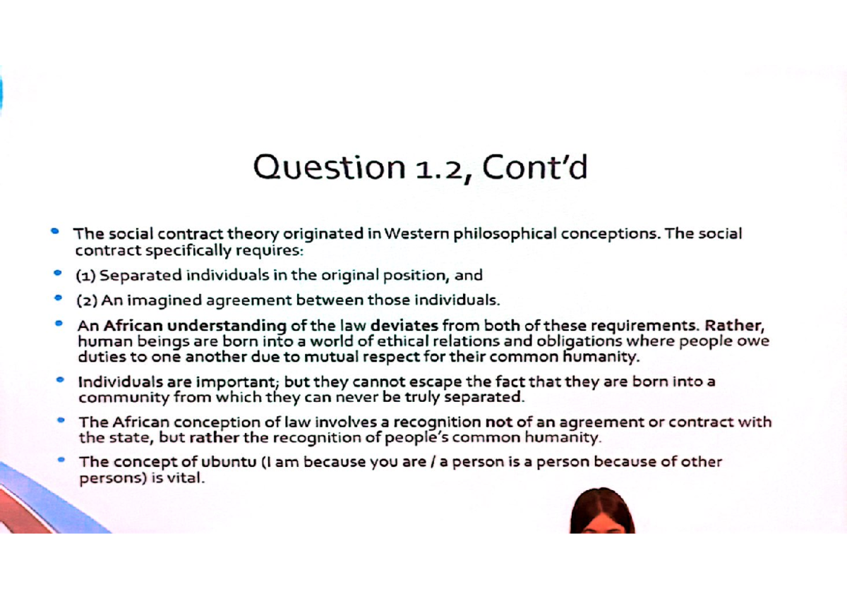 Social Contract Theory vs. African Law: Insights for TUTORIAL 1 MEMO ...