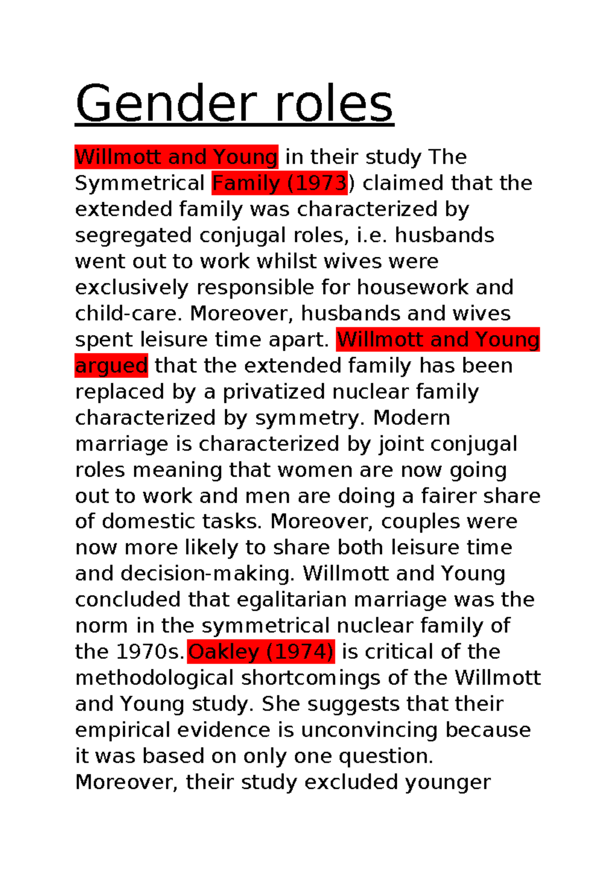 Sociology Study on Gender Roles and Domestic Dynamics (SOC101) - Studocu