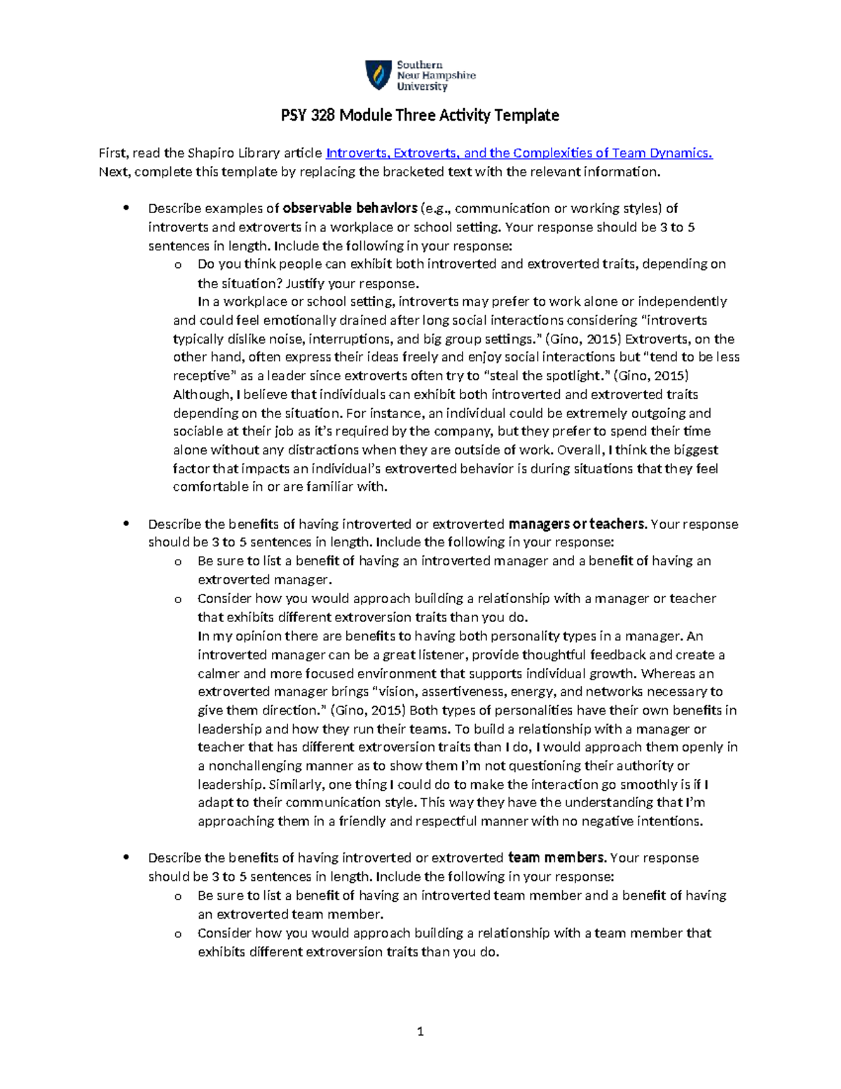 PSY 328 Module Three Activity Template - PSY 328 Module Three Activity ...