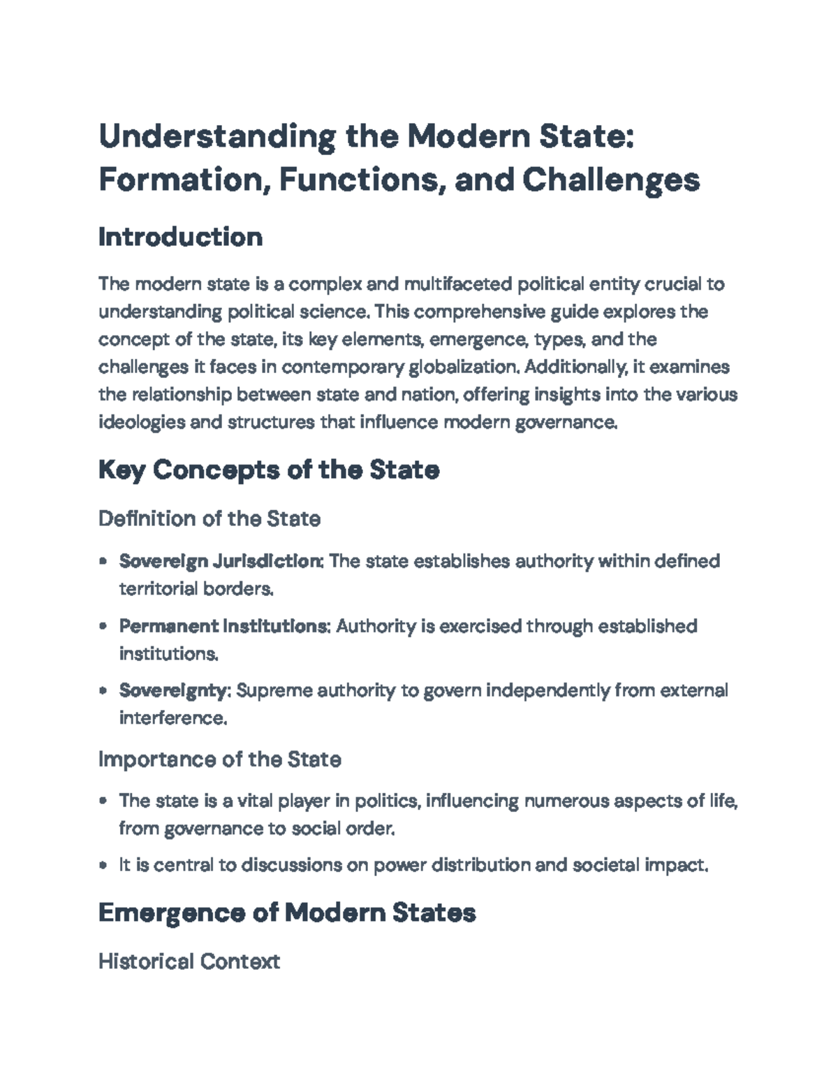 Understanding the Modern State: Formation, Functions & Challenges ...