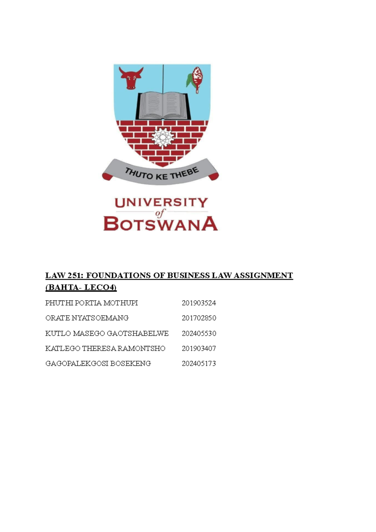 LAW 251: Foundations of Business Law - CA1 Assignment - Studocu