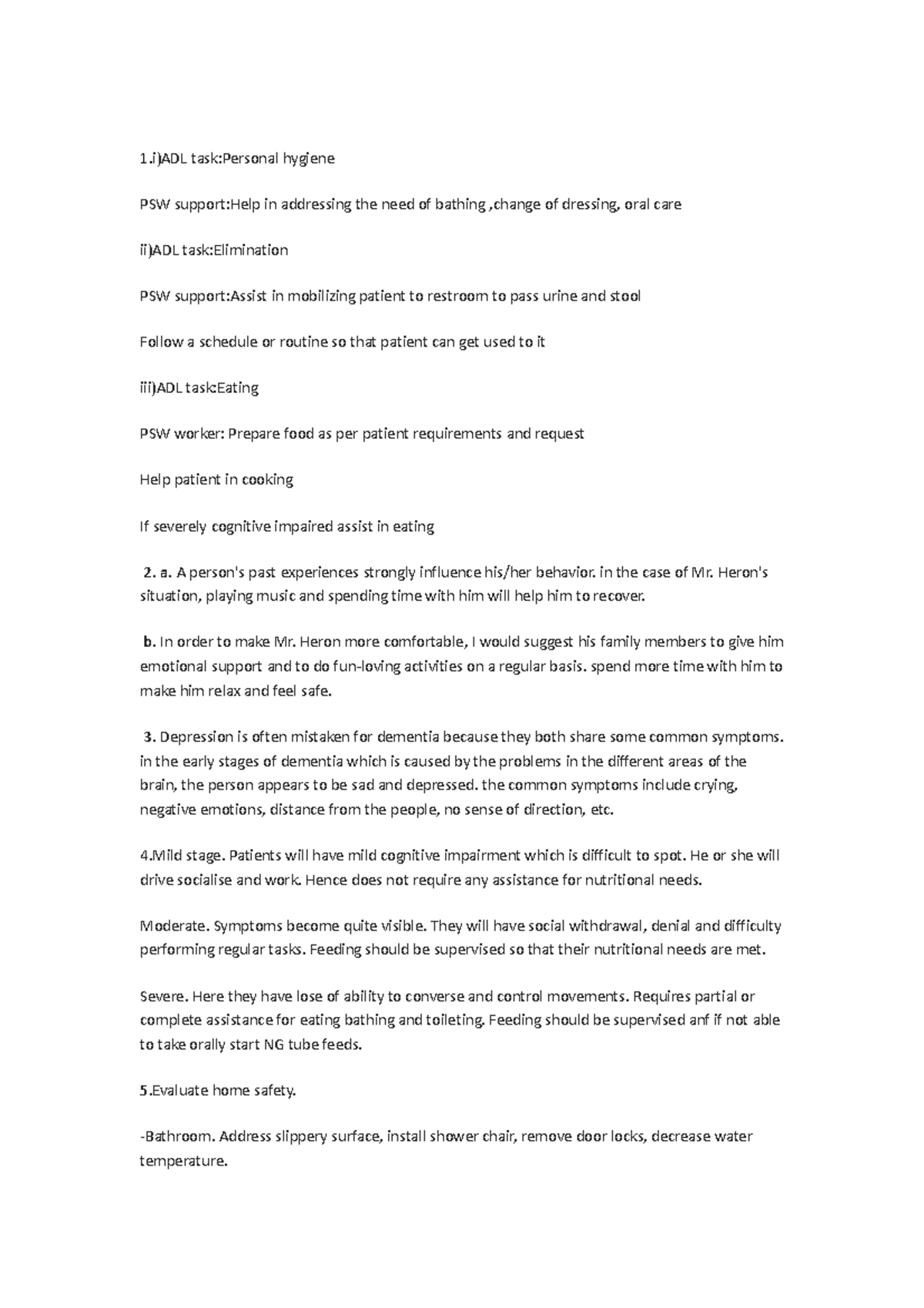 Module 11 - Personal Support Worker Course: ADL Tasks & Dementia Care ...