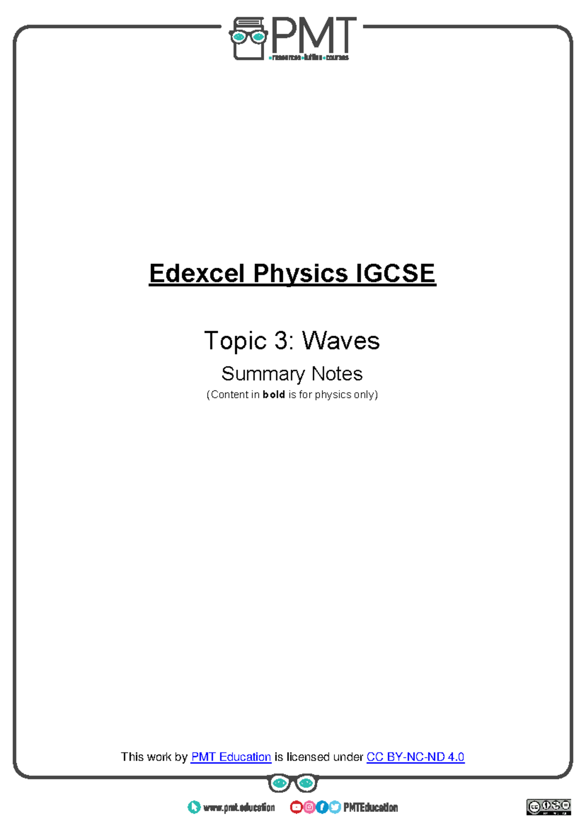 Edexcel Physics IGCSE Topic 3: Waves Summary Notes - Studocu