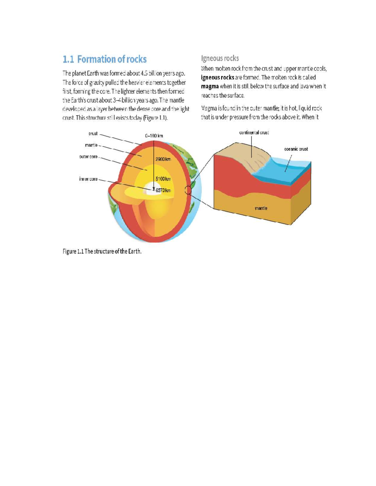 EM 1.1 & 1.2: Formation of Igneous and Sedimentary Rocks - Studocu