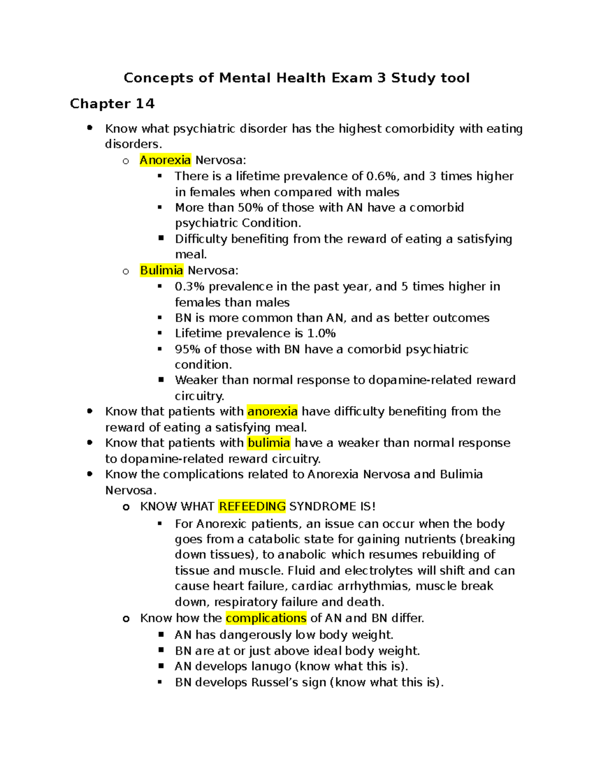 Exam 3 Study Guide - Concepts of Mental Health (Chapters 14-17) - Studocu