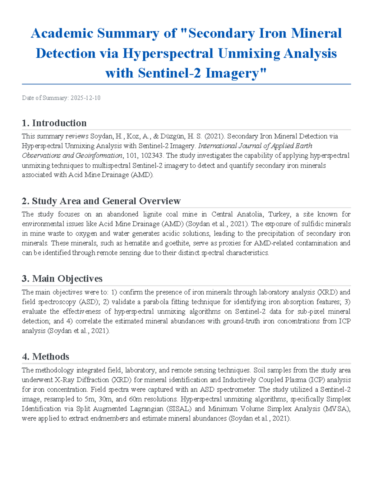 Academic Summary: Iron Mineral Detection via Hyperspectral Analysis ...