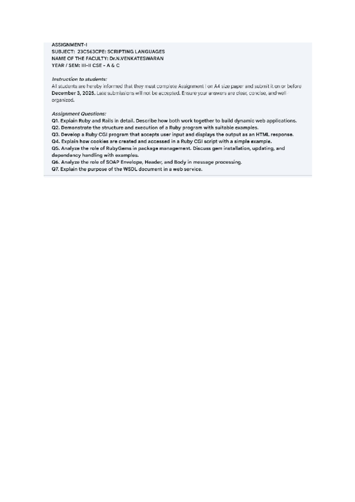 23CS63CPE: Scripting Languages Assignment Guidelines and Questions ...