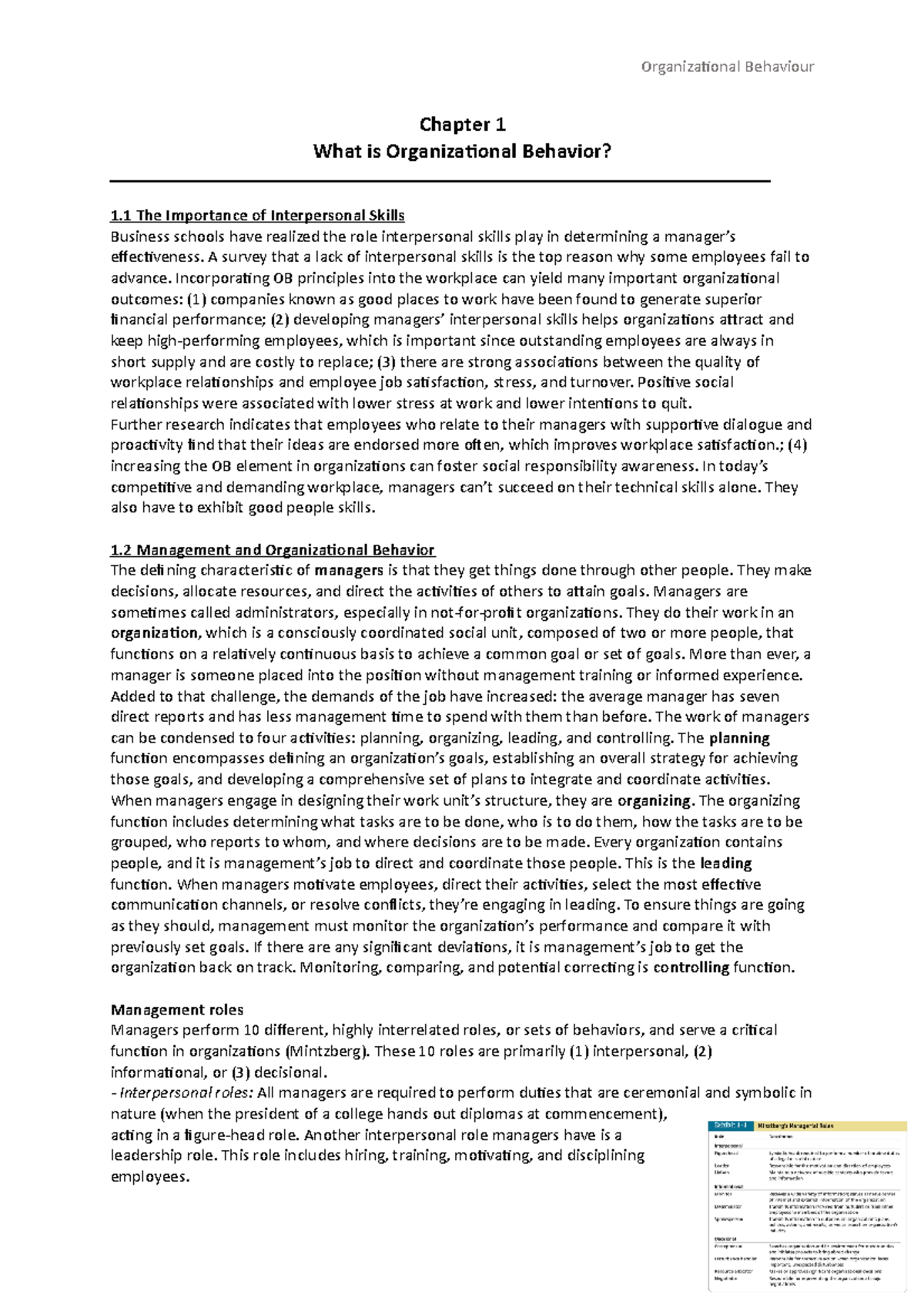 Organizational Behaviour - Chapter 1: Understanding Key Concepts and ...