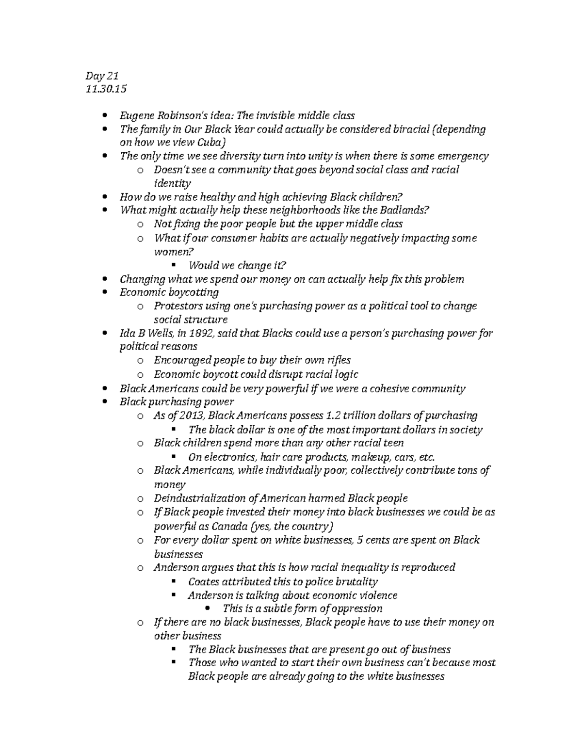 Week 11 - Day 21 Lecture Notes: Economic Impact & Community Power - Studocu