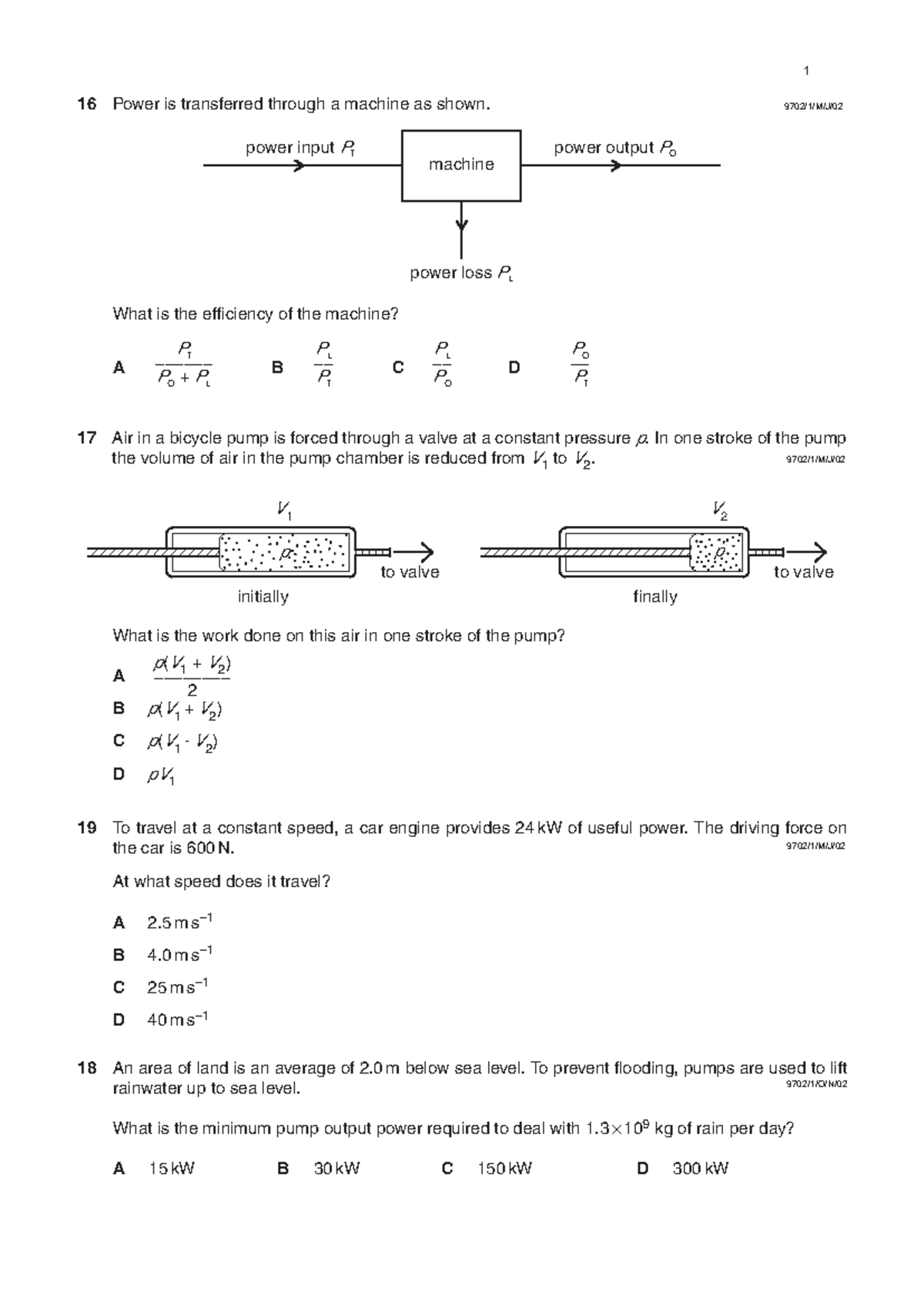 9702/01 Work, Energy, and Power - Exam Questions & Solutions 2014 - Studocu