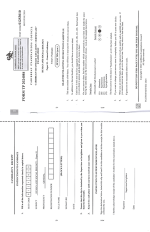 2025 CSEC January Human & Social Biology Paper 2 - TEST CODE 01253020 ...