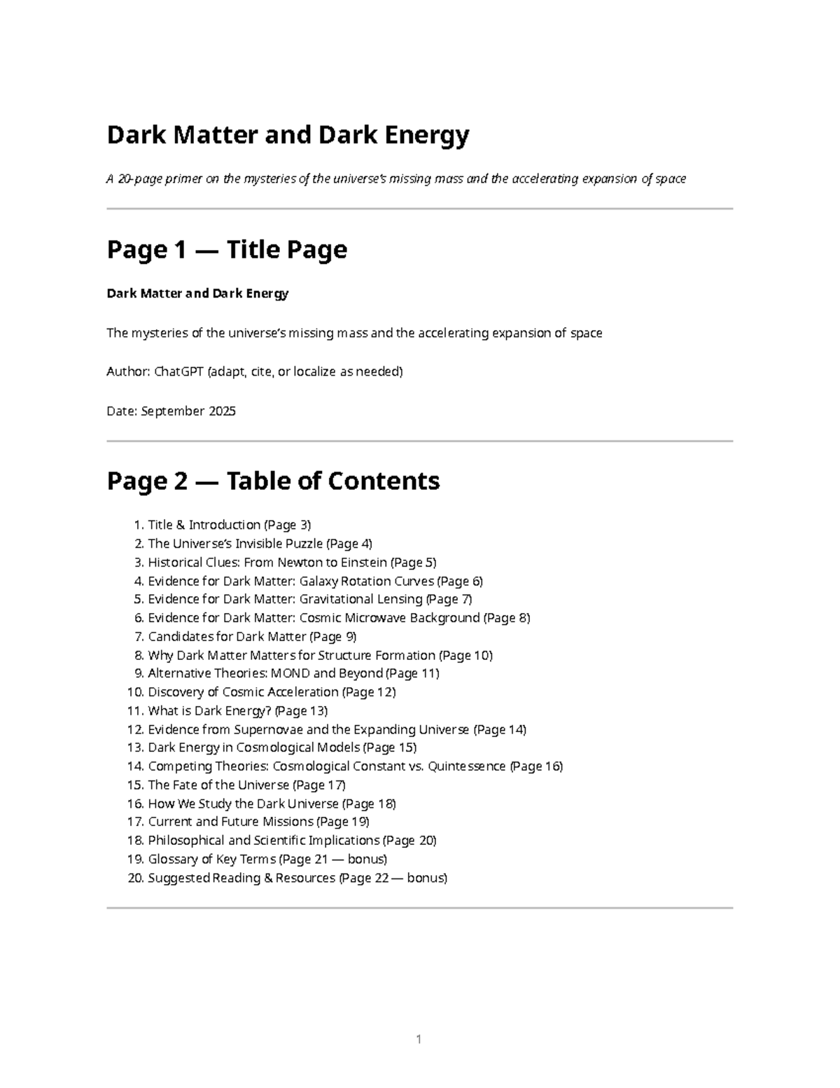 Dark Matter and Dark Energy: A Comprehensive Overview of Cosmic ...