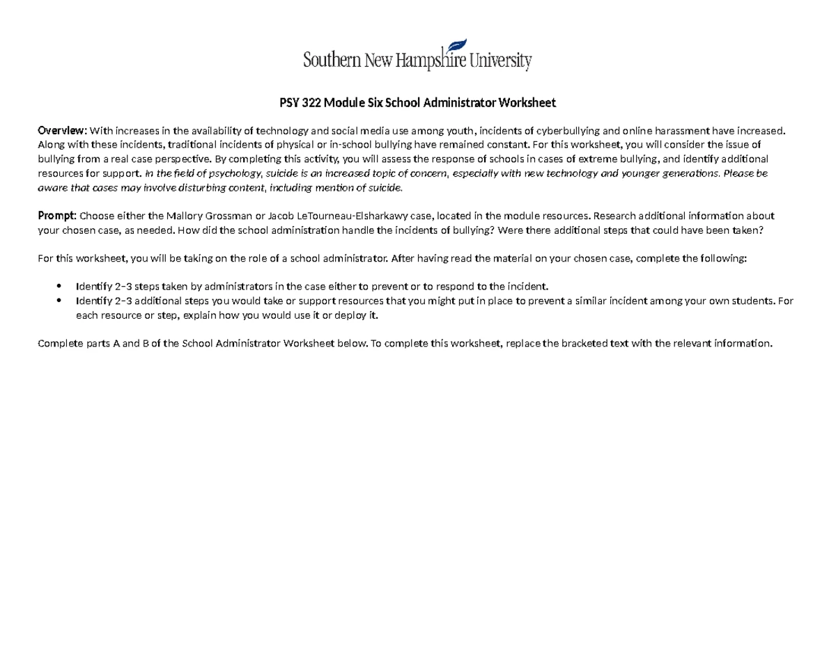 Module 4-PSY 322 Assignment: Navigating Relationships & Identity - Studocu