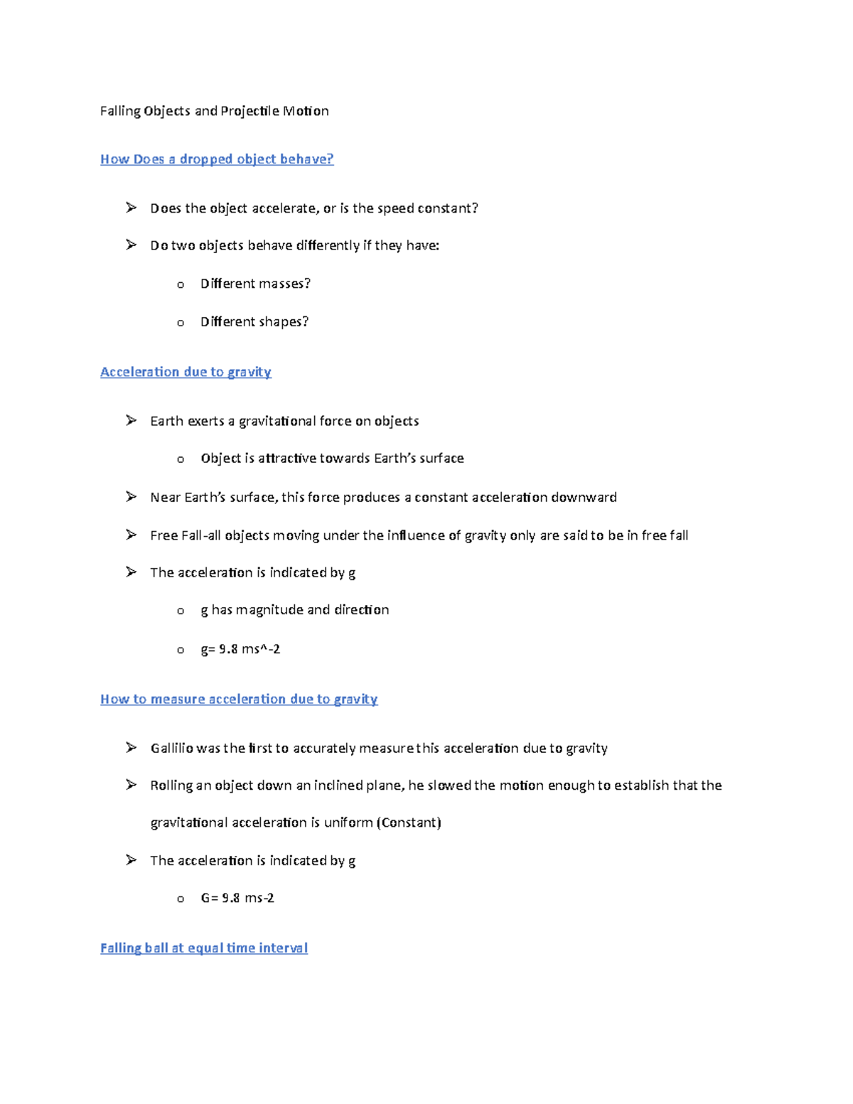 Falling Objects and Projectile Motion - Distance covered in successive ...