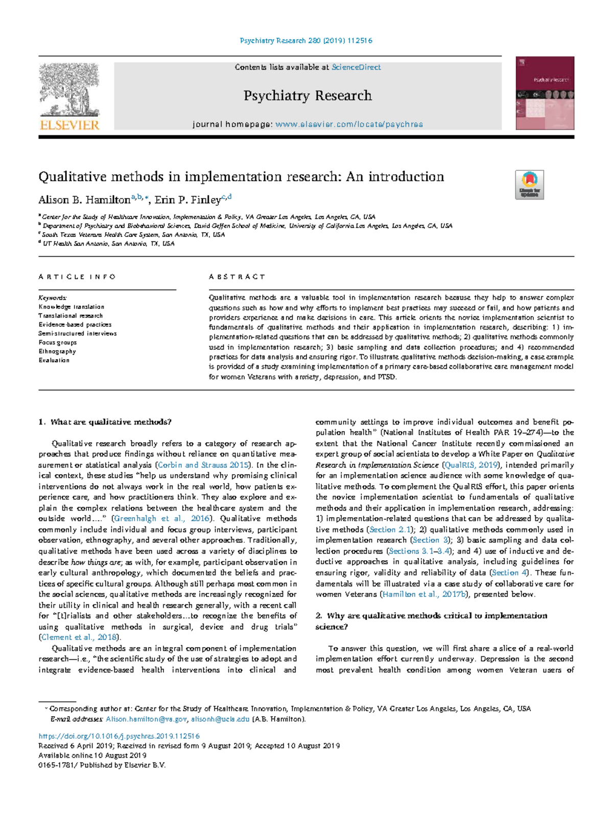 Qualitative Methods In Implementation Research An Introductory Guide
