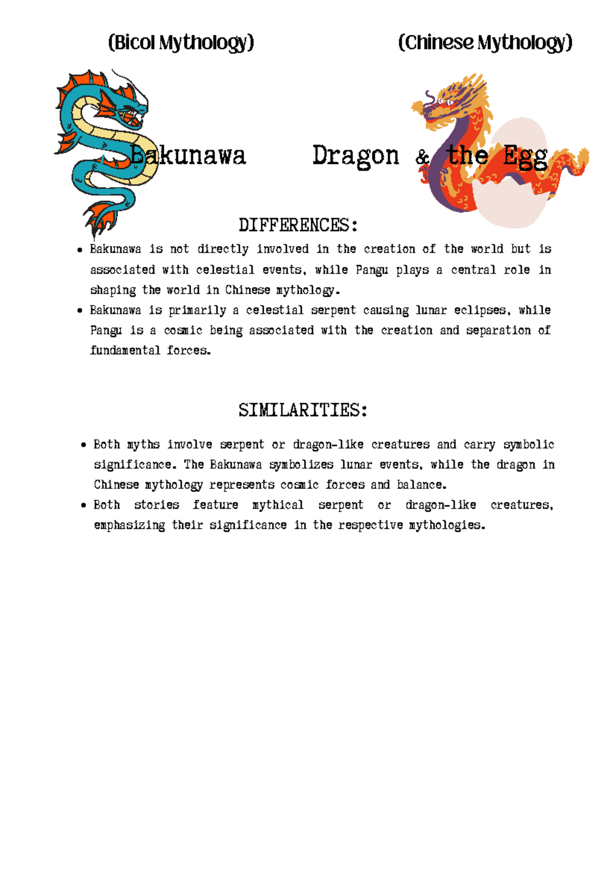Bikol & Chinese Myths: Bakunawa vs. Si Malakas and Maganda (Myth-2 ...